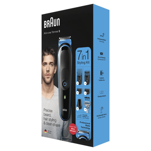 Braun 7-in-1 Trimmer MGK3242 Men Beard Trimmer, Face Trimmer & Hair Clipper, Black/Blue – image 7
