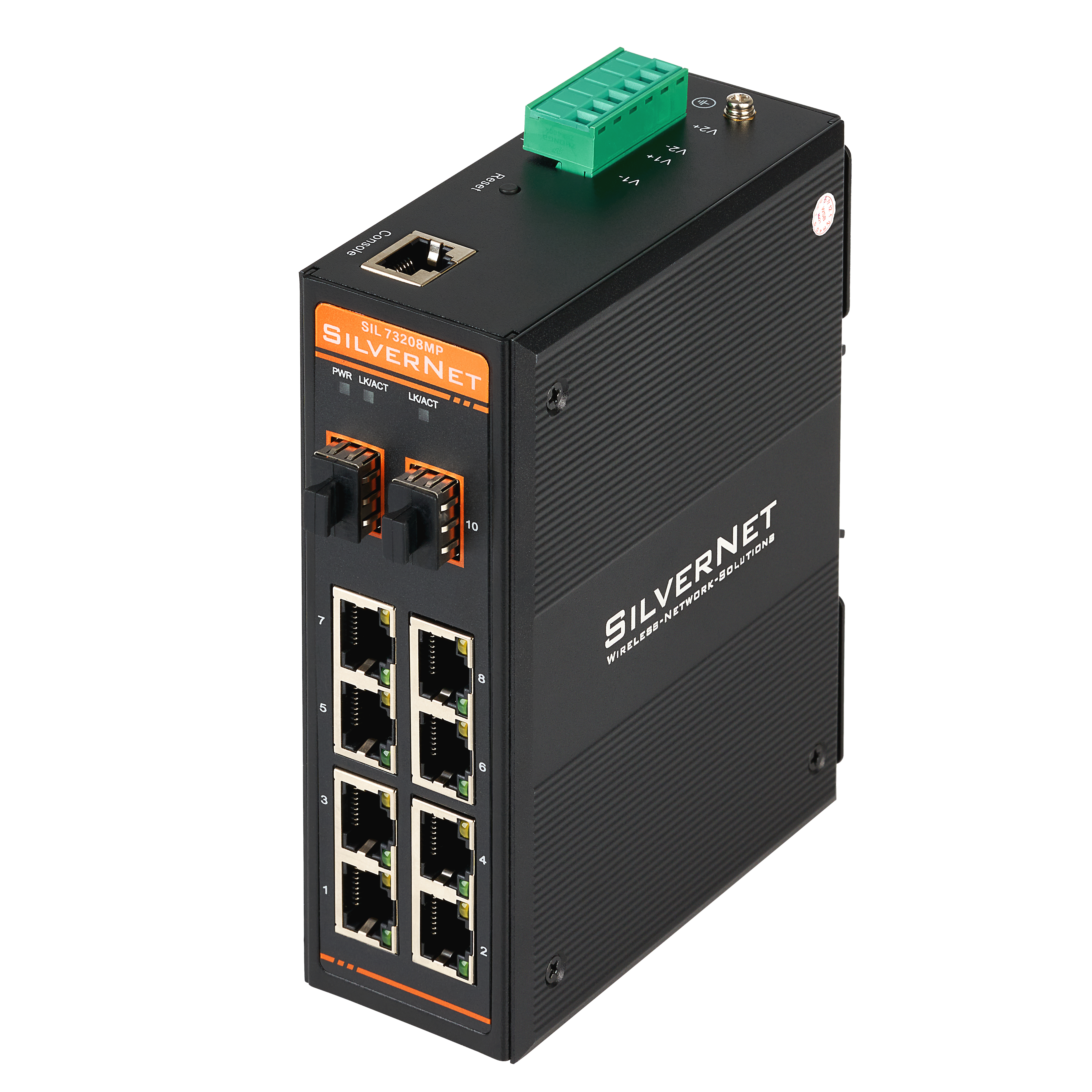 SilverNet SIL 73208MP nätverksswitchar hanterad L2 Gigabit Ethernet (10/100/1000) Strömförsörjning via Ethernet (PoE) stöd Svart