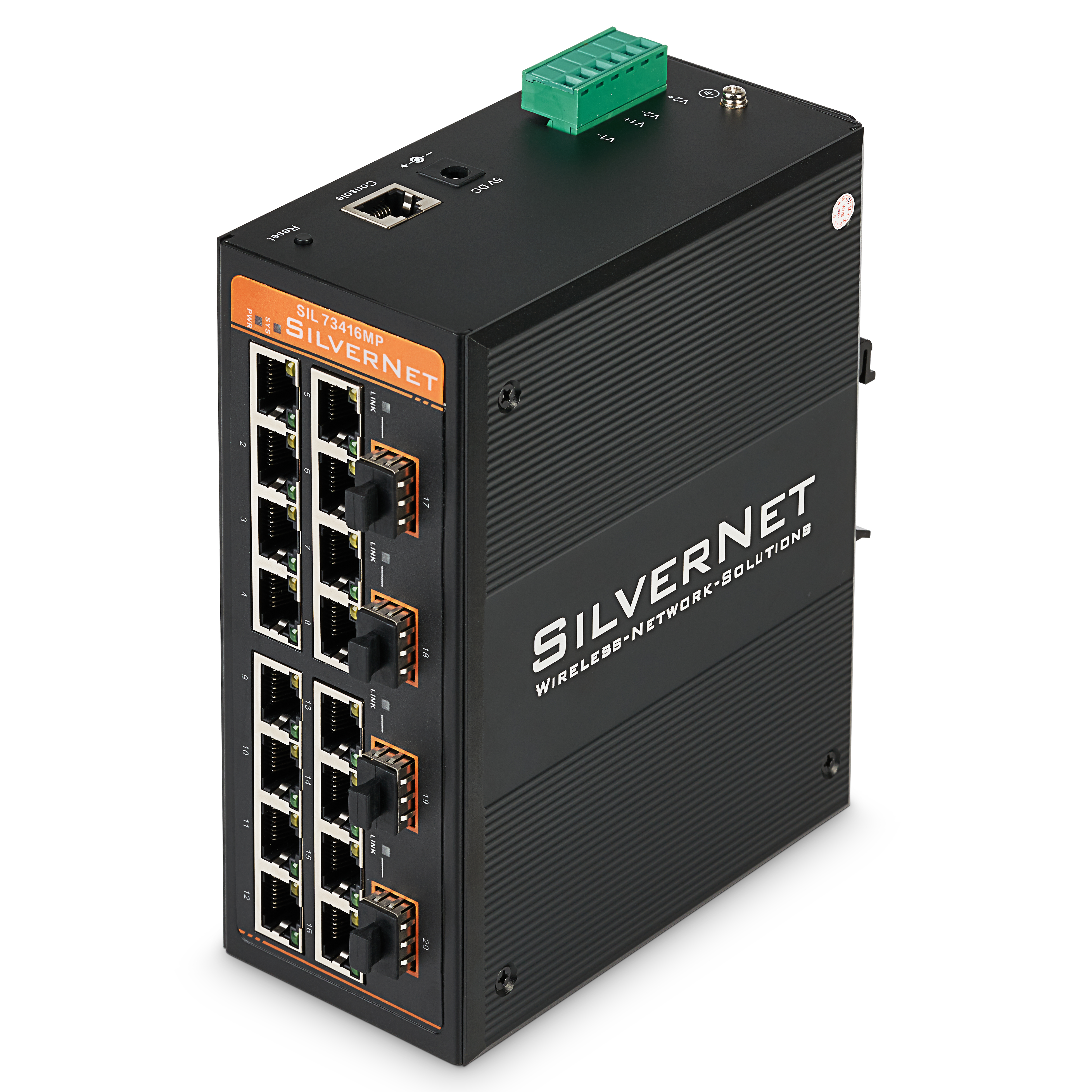 SilverNet SIL 73416MP nätverksswitchar hanterad L2 Gigabit Ethernet (10/100/1000) Strömförsörjning via Ethernet (PoE) stöd Svart