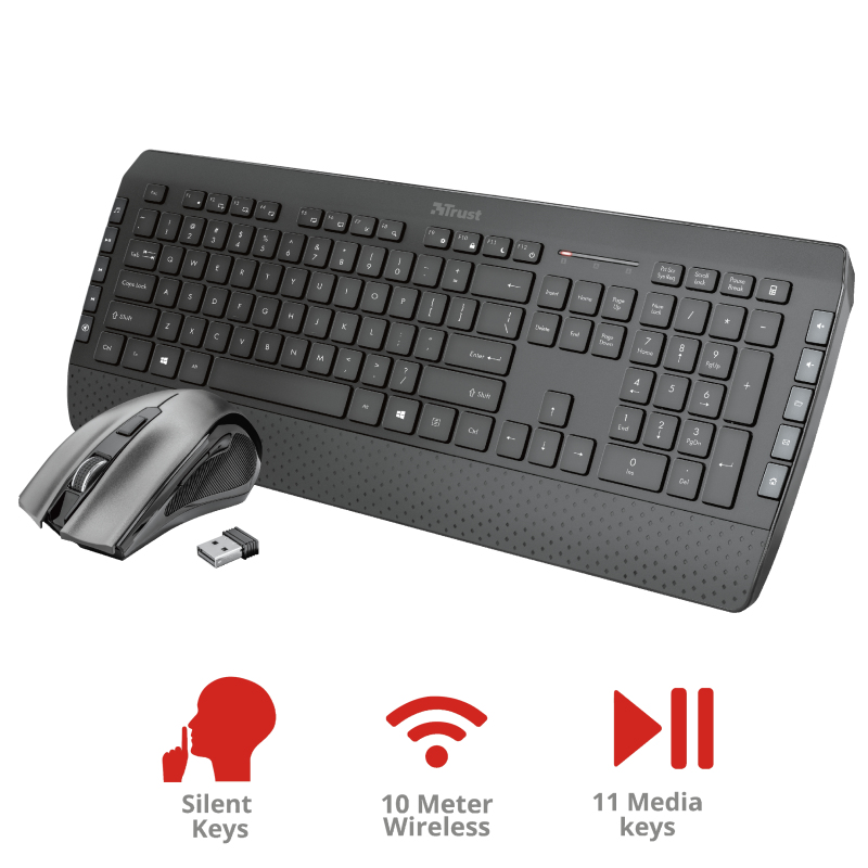 Trust Tecla-2 keyboard Mouse included Universal RF Wireless German Black – image 2