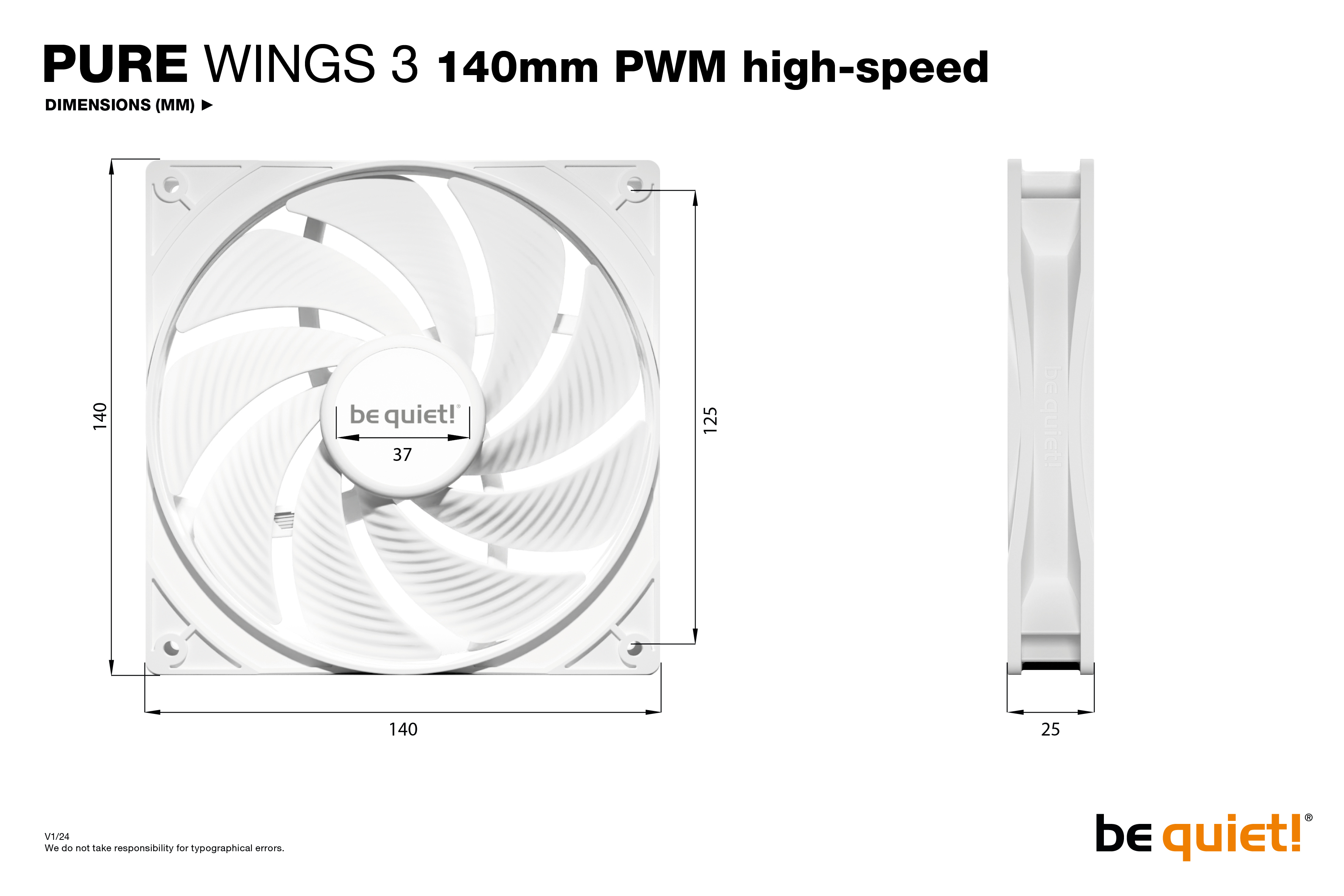 be quiet! Pure Wings 3 140mm PWM high-speed White Computer case Fan 14 cm 1 pc(s) image 5