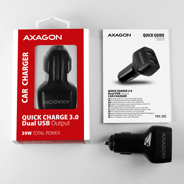 Axagon PWC-DQC mobile device charger Smartwatch, Tablet Black Cigar lighter Fast charging Auto – image 9