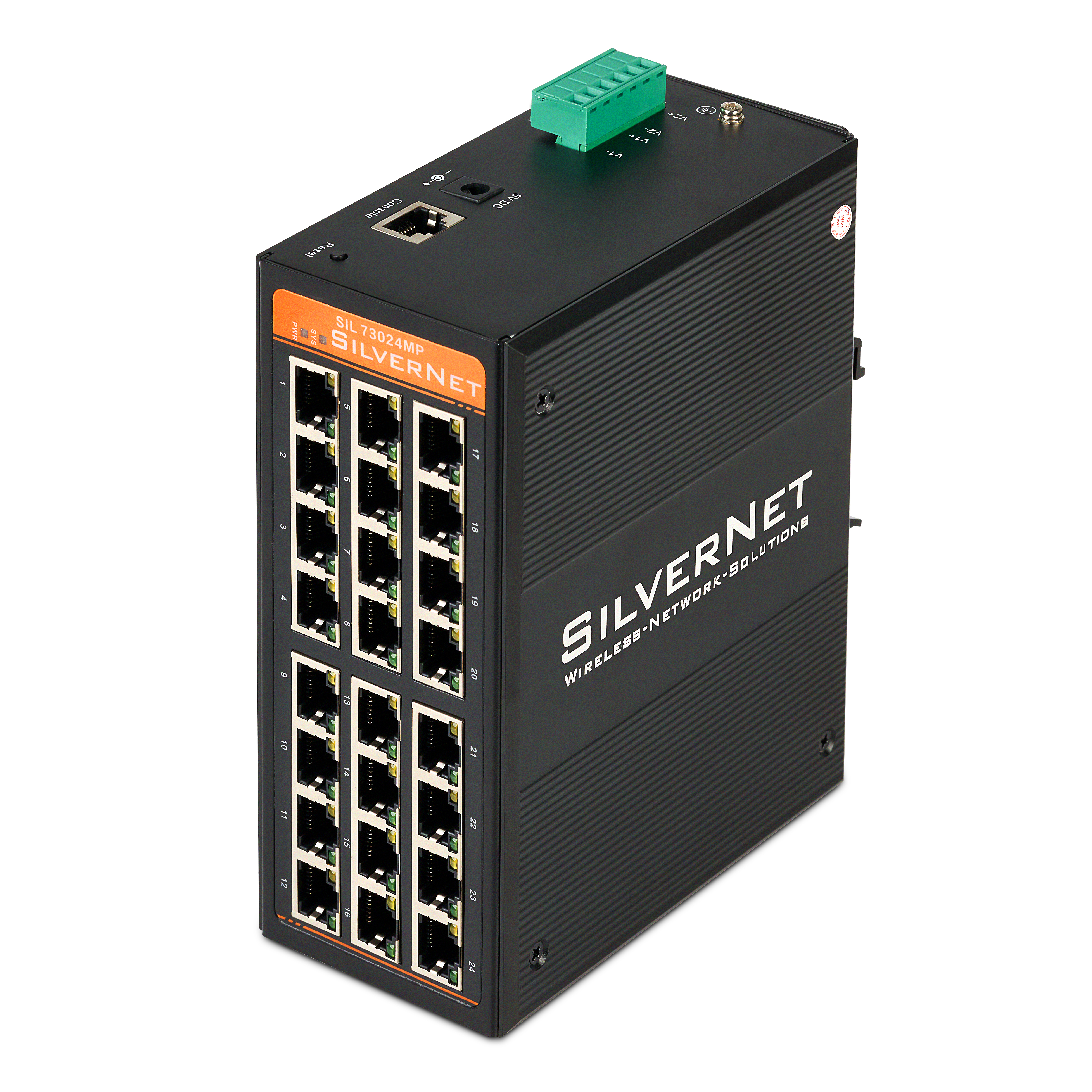 SilverNet SIL 73024MP nätverksswitchar hanterad L2 Gigabit Ethernet (10/100/1000) Strömförsörjning via Ethernet (PoE) stöd Svart