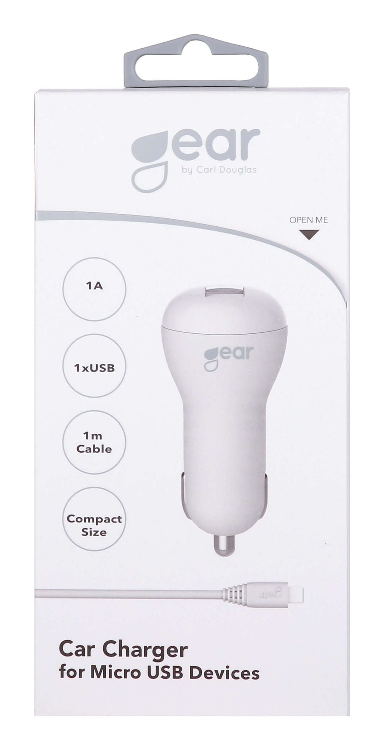 Gear Charger 12V 1xUSB 1A White MicroUSB Cable 1m – image 2