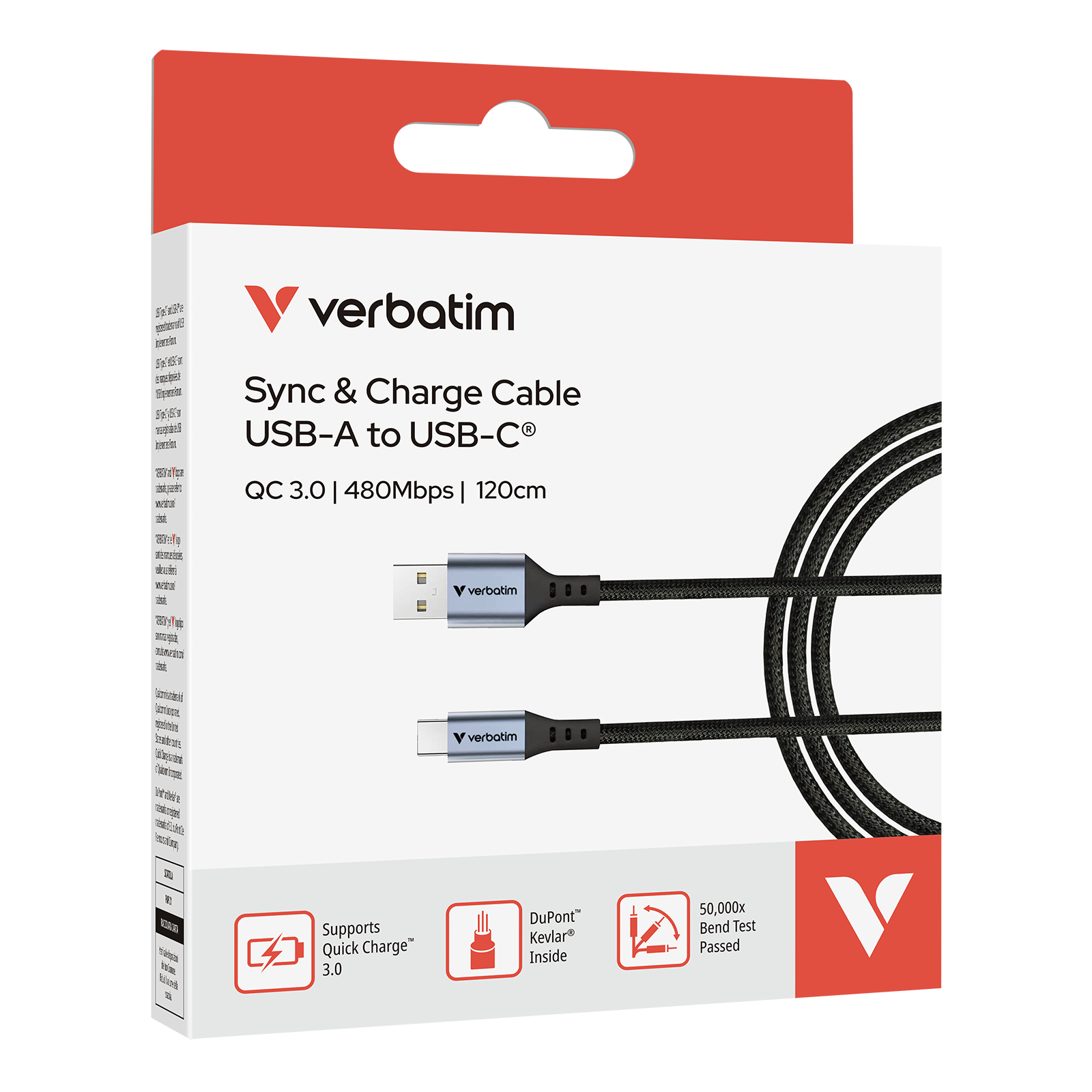 Verbatim Sync & Charge USB-A to USB-C  18W 120cm