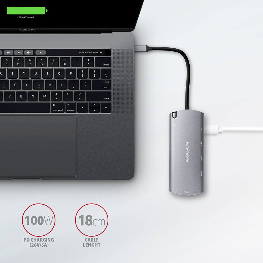 Axagon HMC-6M2 USB 3.2 Gen 1 hub, 2x USB-A, HDMI, RJ-45, SATA M.2, PD – image 4
