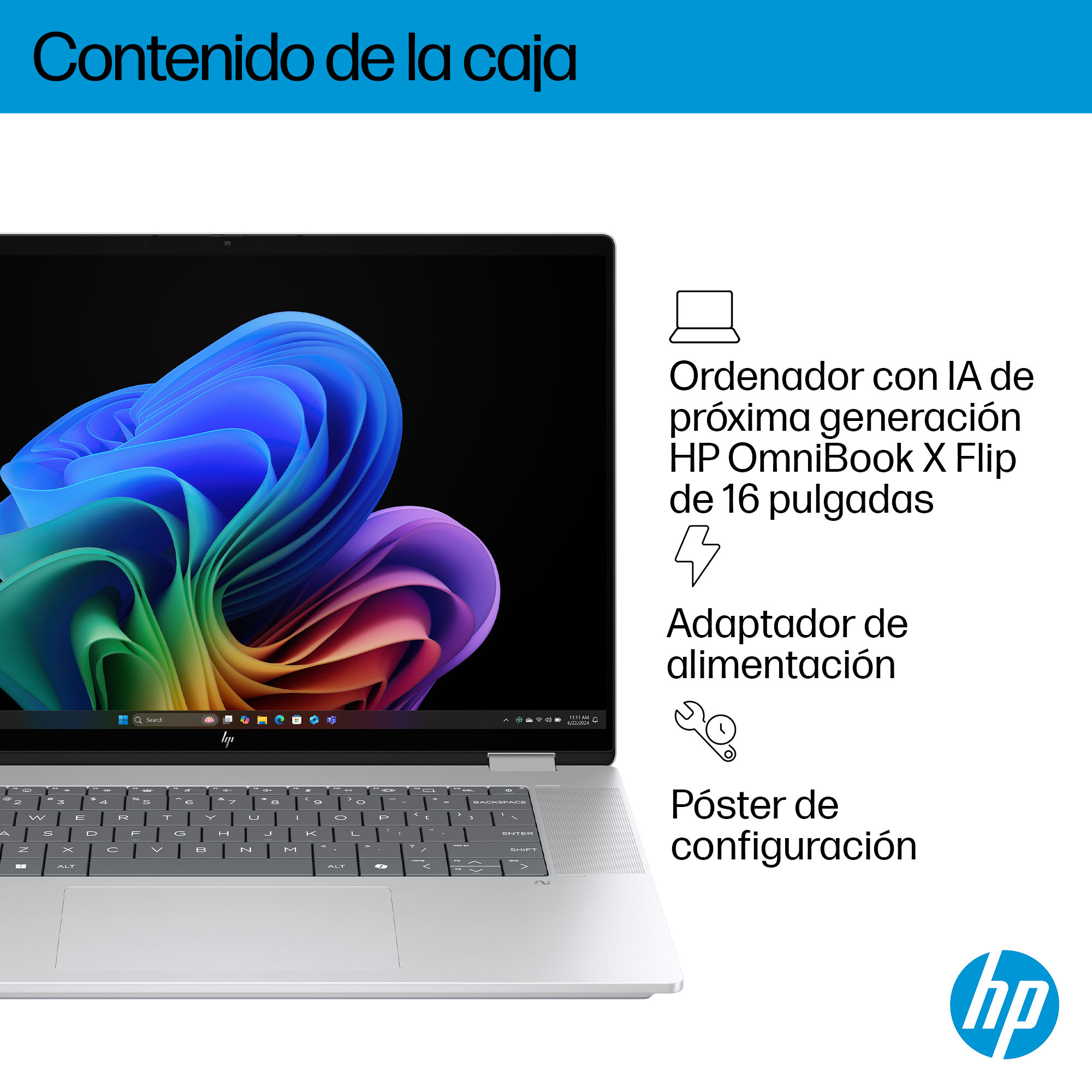 HP - Convertible 2 en 1 HP OmniBook X Flip 16-as0001ns, Copilot+PC, Intel Core Ultra 7 EVO 256V, 16GB, 1TB SSD, 16' OLED, W11. - imagen 7