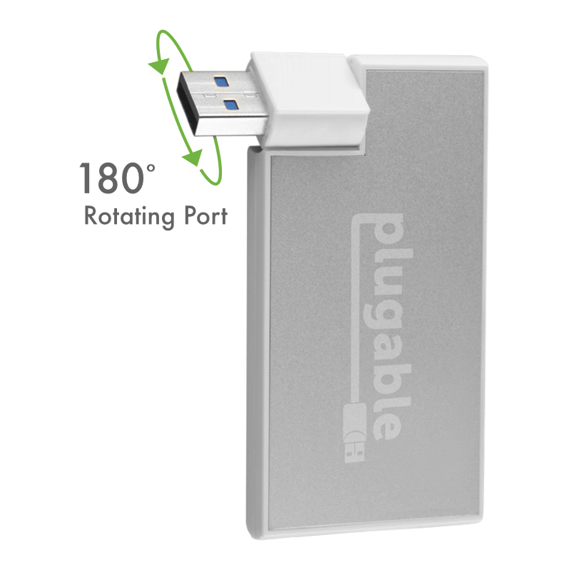 Plugable Technologies USB Hub, Rotating 4 Port USB 3.0 Hub, Driverless Powered USB Hub (Compatible with Windows, macOS & Linux, USB 2.0 Backwards Compatible) – image 2