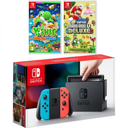 Nintendo Switch+Yoshi’s Crafted World+Super Mario Bros U Deluxe — vue 1 sur 5