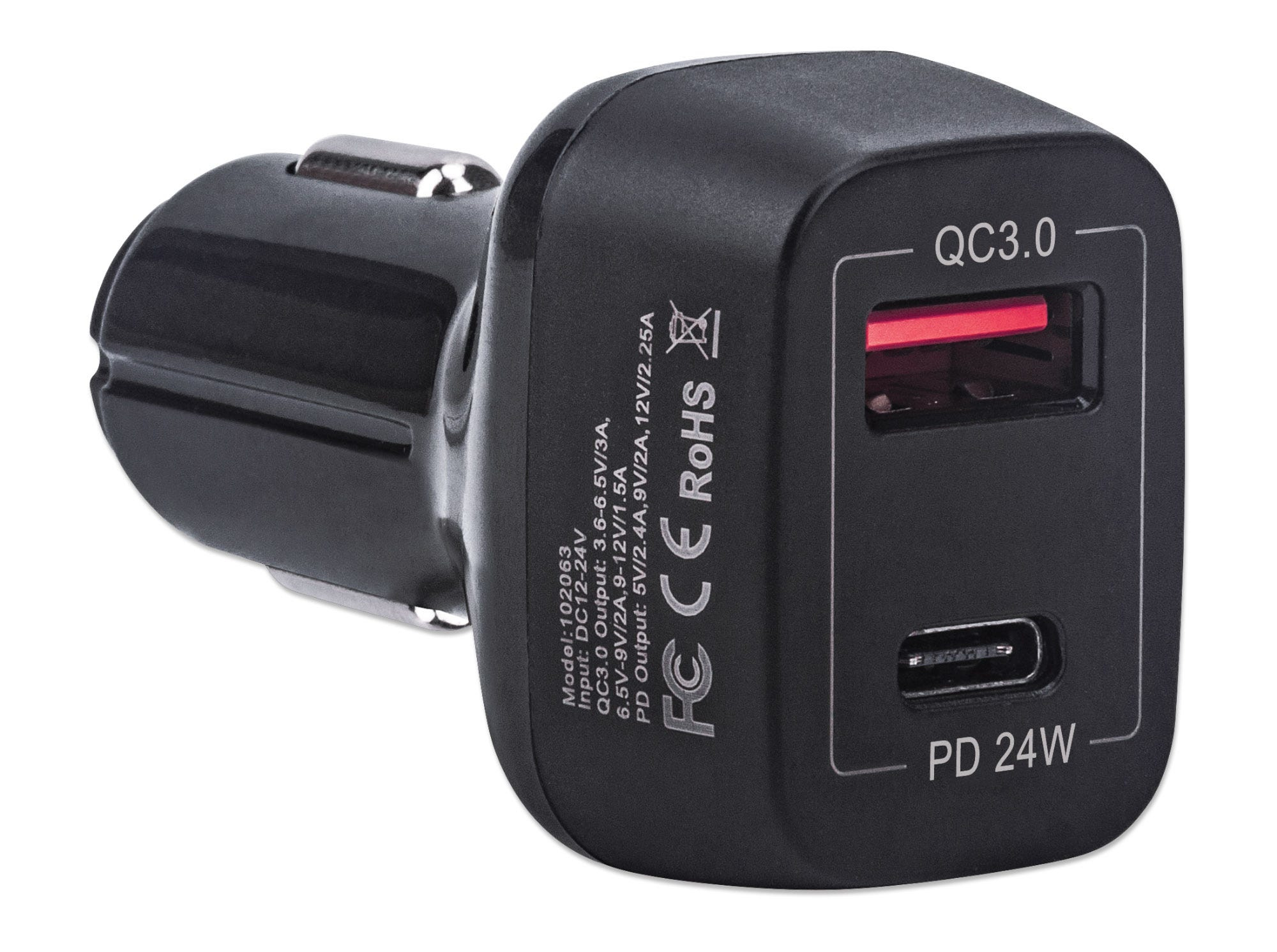 Manhattan Car/Auto Charger, USB-C & USB-A Outputs, USB-C Power Delivery up to – image 2