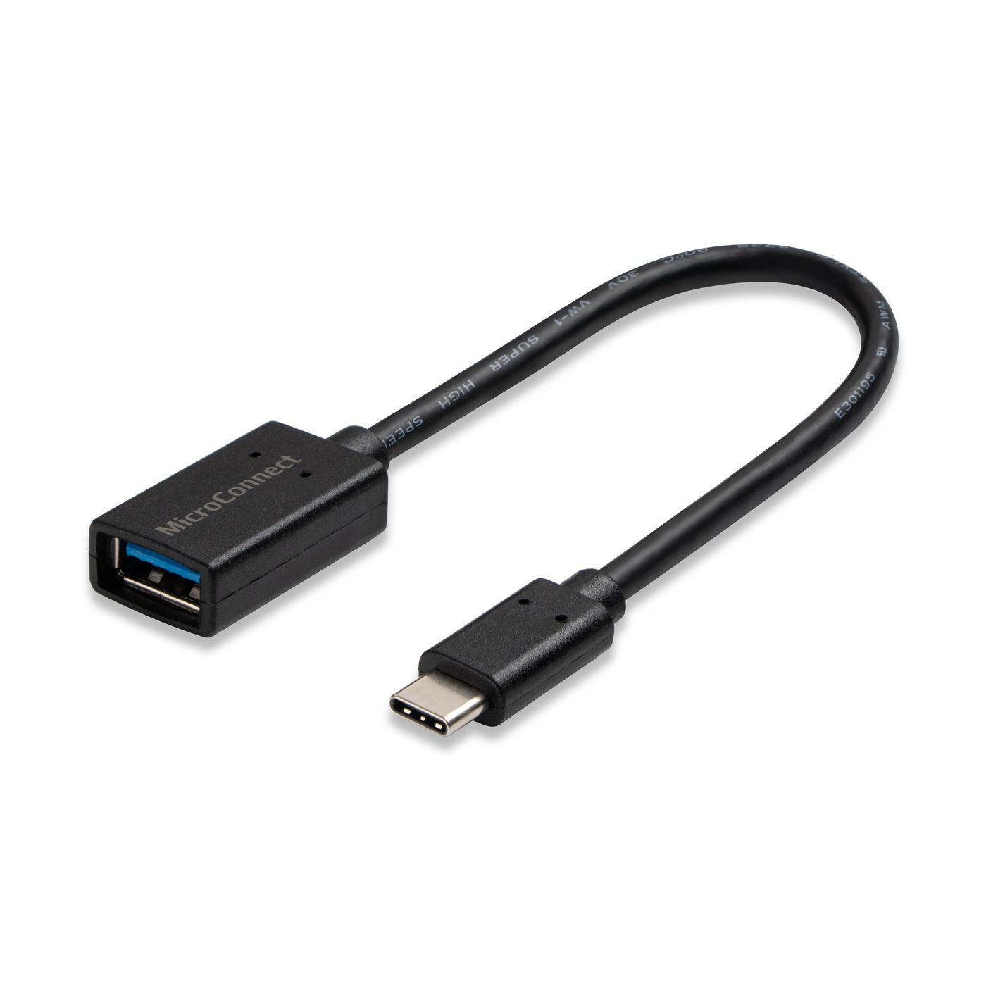 Microconnect USB3.1CAF02 USB-C - USB-A Kablosu, 0.2m, Siyah