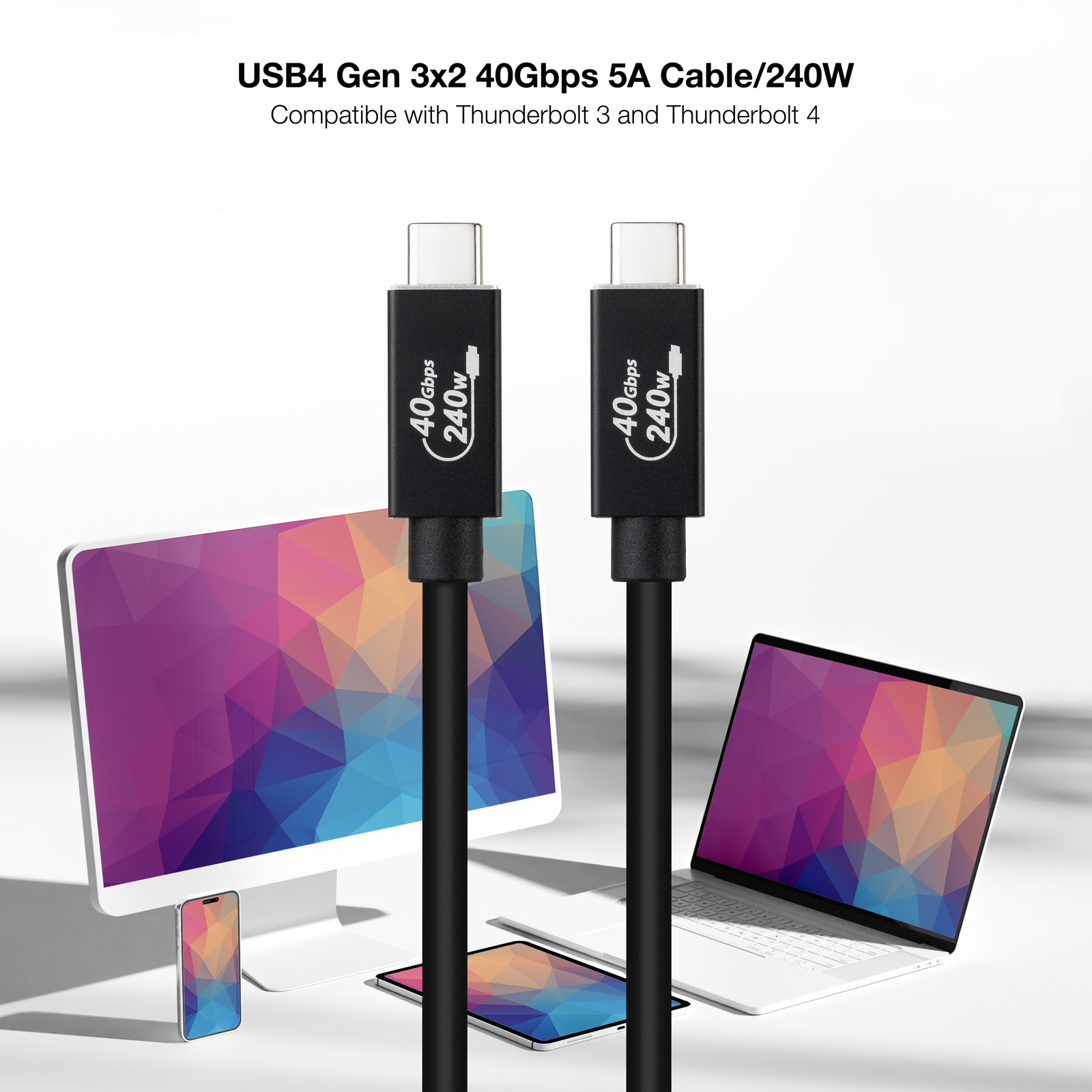Resim Nanocable 10.01.5001 USB-C/USB-C USB4 Gen 3x2 40Gbps 240W Kablo, Siyah, 1m