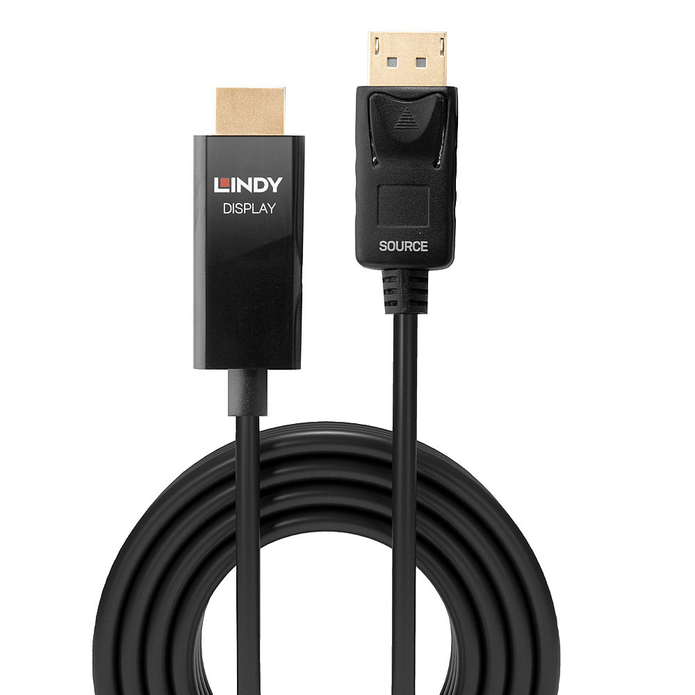Resim Lindy 40924 0.5m Aktif DisplayPort - HDMI 2.0 Kablo Adaptörü, Siyah