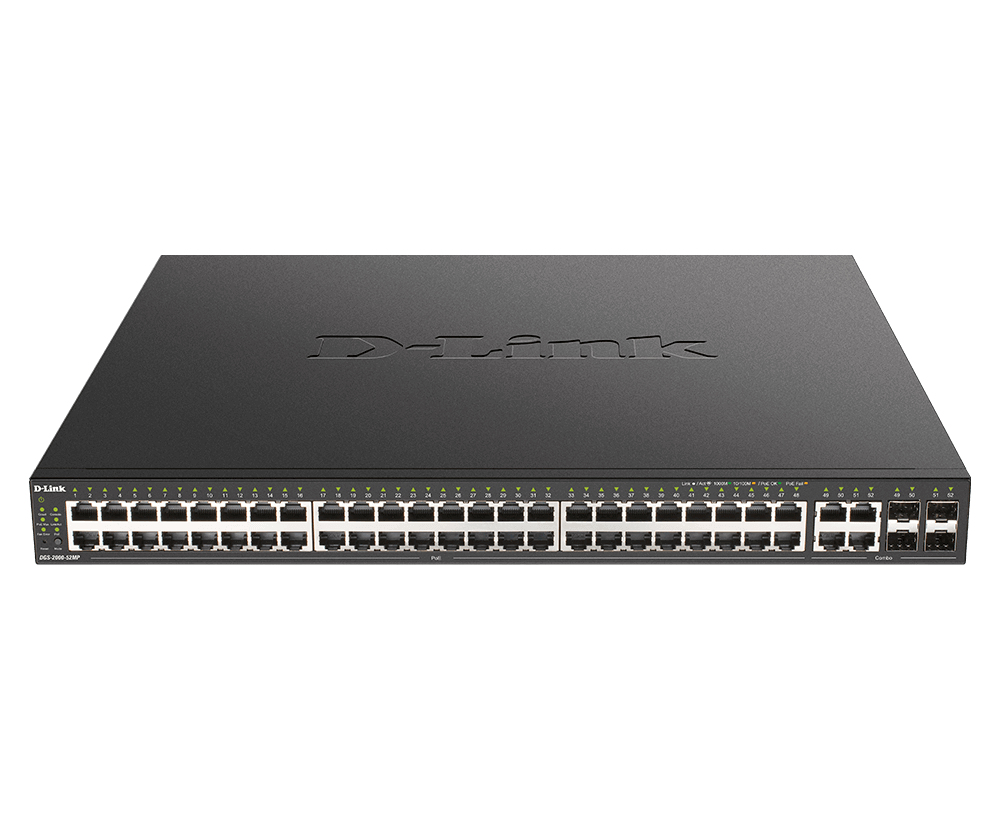 D-Link DGS-2000-52MP switch di rete Gestito L2/L3 Gigabit Ethernet (10/100/1000) Supporto Power over Ethernet (PoE) 1U Nero