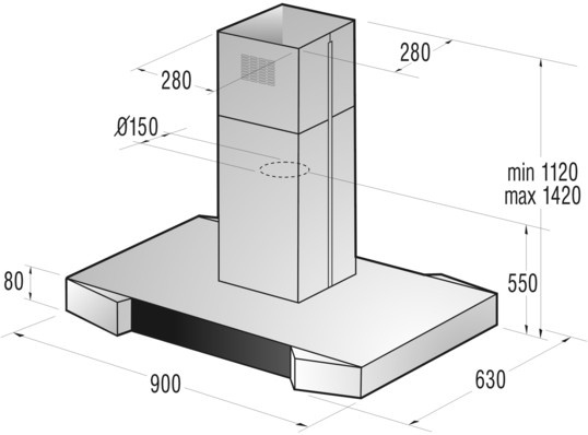Gorenje ID2000P2 cooker hood Wall-mounted Aluminium, Black 633 m³/h – image 2