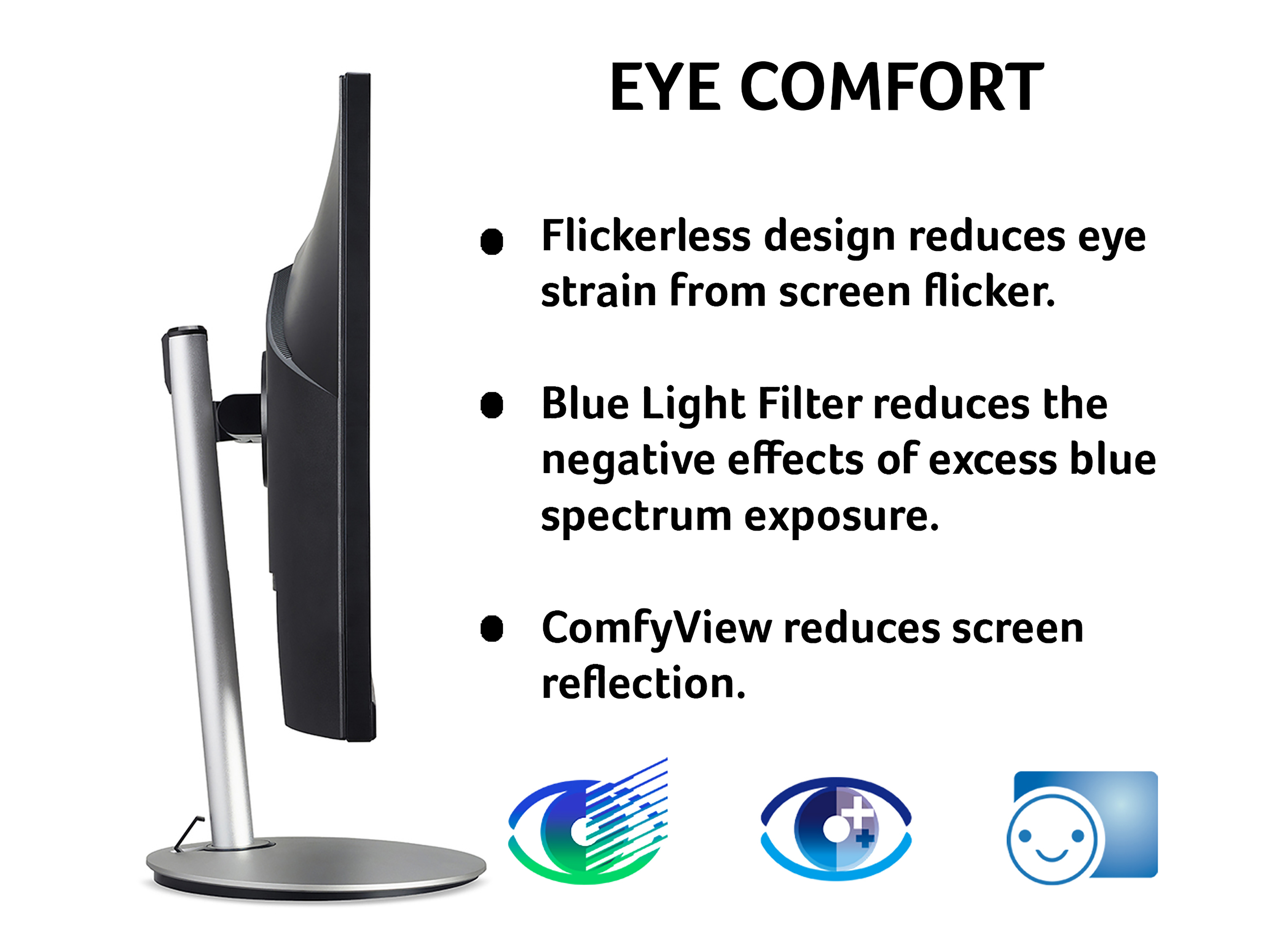 Acer CB2 CB242Ysmiprx 23.8 inch FHD Monitor (IPS Panel, FreeSync, 75Hz, 1ms, HDR 10, Height Adjustable Stand, DP, HDMI, VGA, Silver/Black) image 5