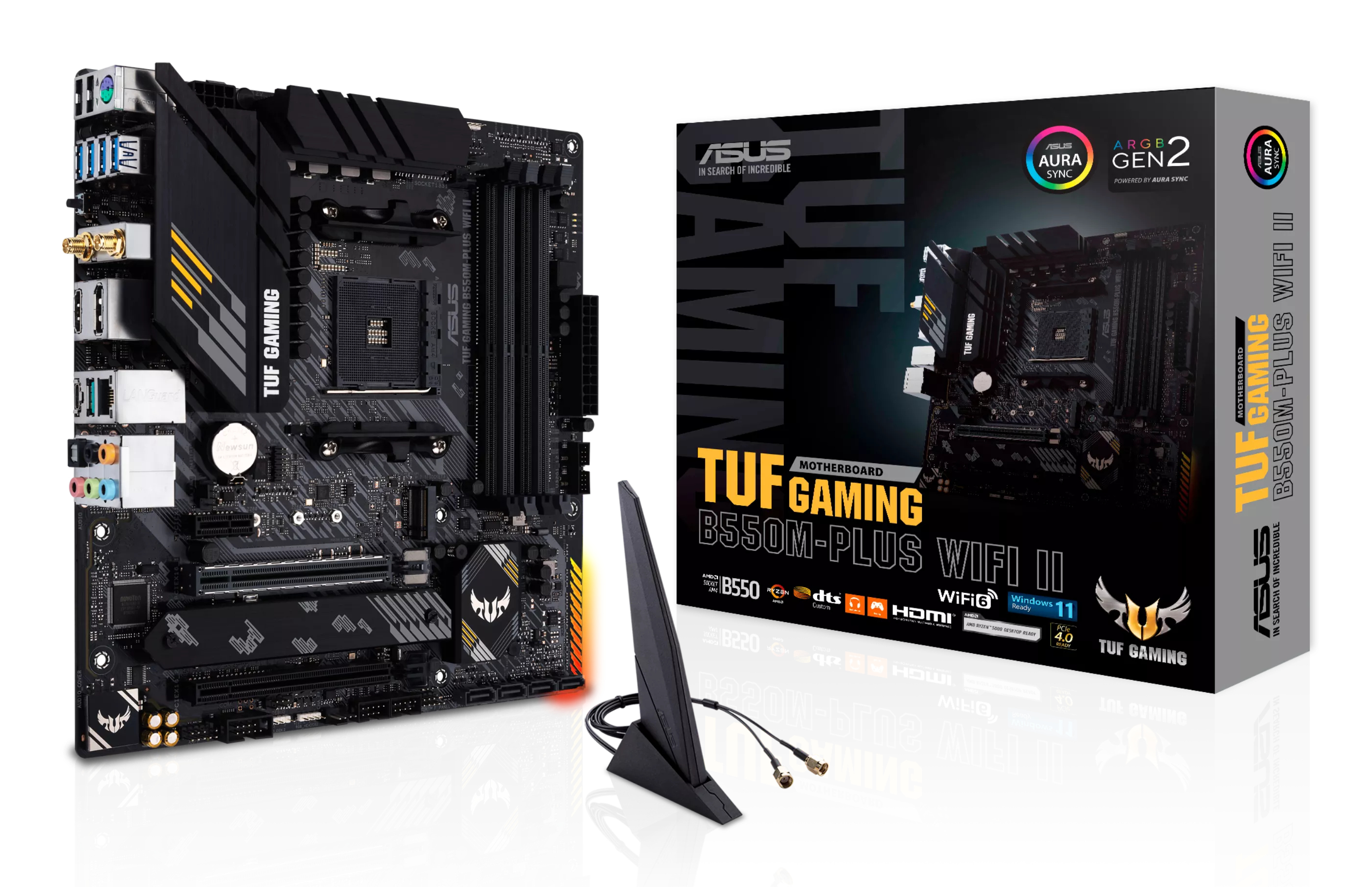 Tarjeta Madre ASUS TUF GAMING B550M-PLUS WIFI II - Socket AM4 - 4xDDR4 - 2133/3200/4866(OC) MHz - HDMI - DisplayPort - USB 2.0/3.2 - Micro ATX - TUF GAMING B550M-PLUS WIFI II