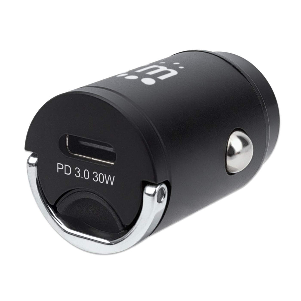 Mini cargador usb manhattan auto pd 1 puerto usb-c 30w color negro