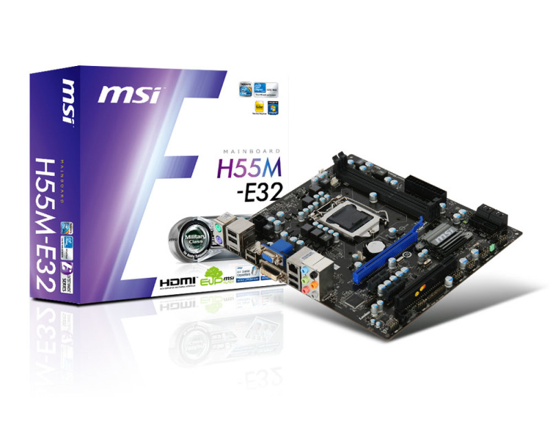 MSI H55M-E32 motherboard Intel® H55 LGA 1156 (Socket H) micro ATX – image 1