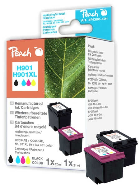 Peach PI300-401 ink cartridge 2 pc(s) High (XL) Yield Black, Cyan, Magenta, Yellow