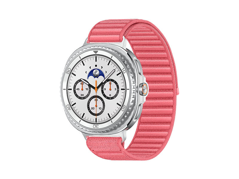 Samsung Galaxy Watch 8 Classic, Bluetooth, 46mm, Hybrid Band, White + Fabric Band, Red, S/M