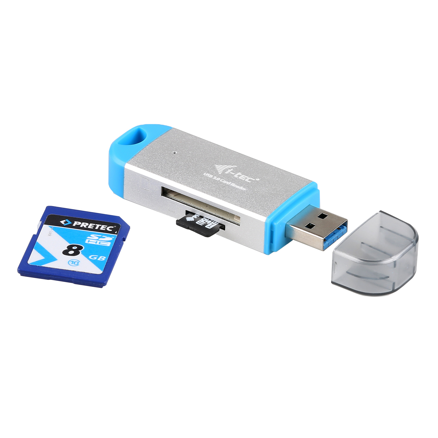i-tec U3CRDUO-BL card reader USB 3.2 Gen 1 (3.1 Gen 1) Blue, Silver – image 4