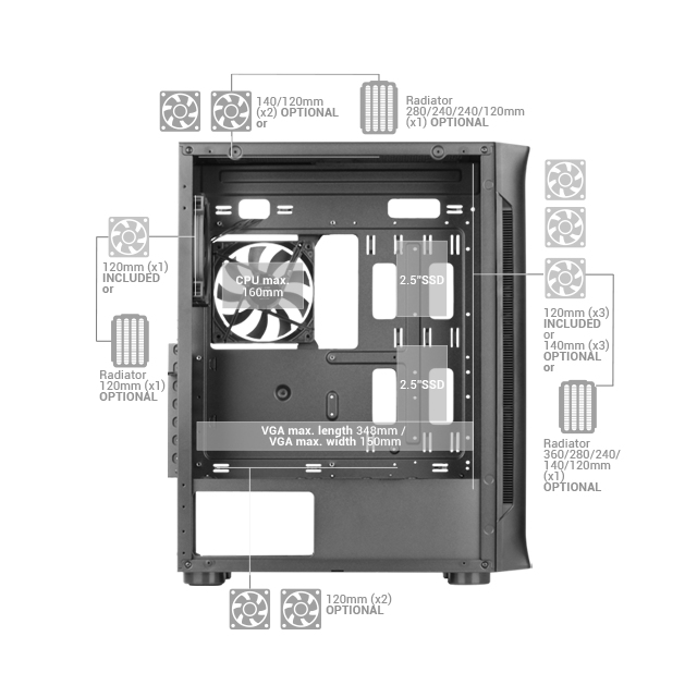 Mars Gaming MC-NEO White XXL E-ATX Gaming Tower Tempered Glass Side and Front Window 4x ARGB – image 6