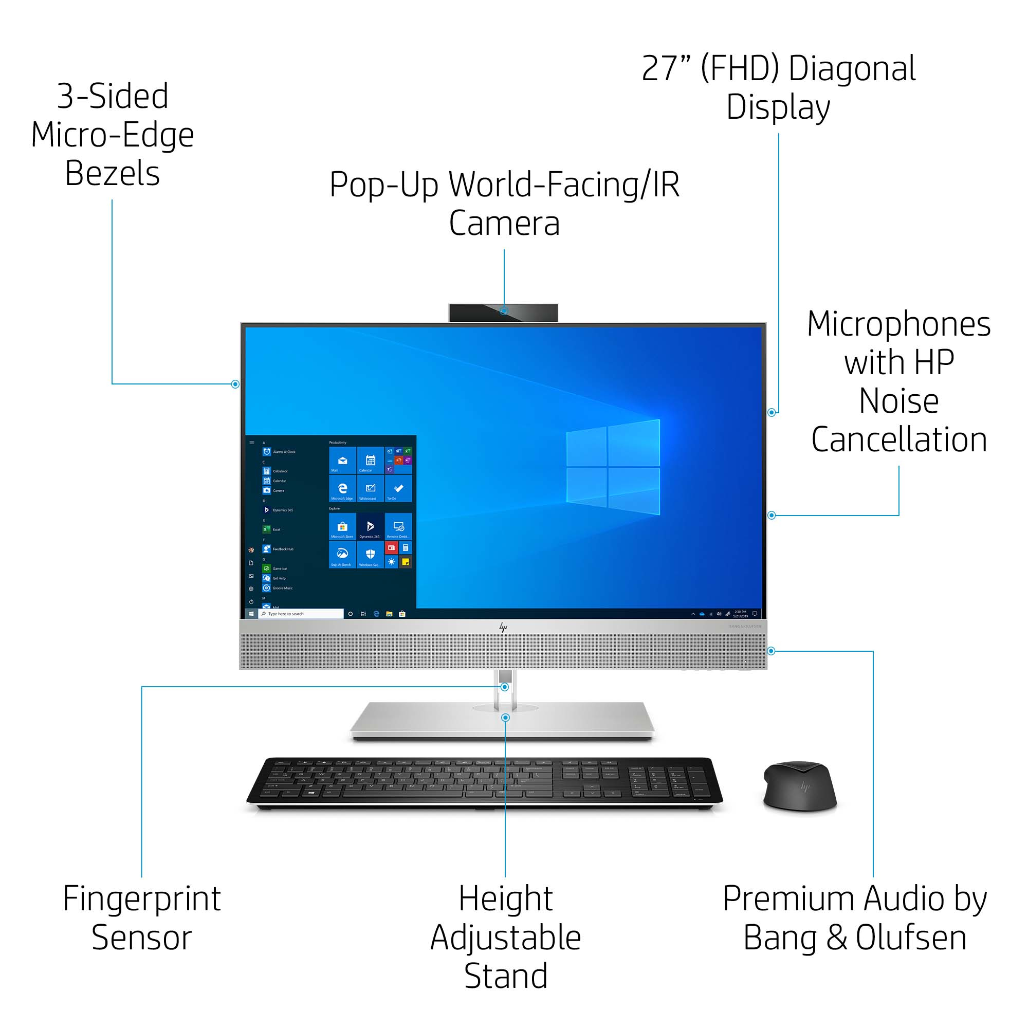 HP EliteOne 800 G6 Intel® Core™ i7 i7-10700 68.6 cm (27″) 2560 x 1440 pixels Touchscreen All-in-One PC 16 GB DDR4-SDRAM 512 GB SSD NVIDIA GeForce GTX 2070 Windows 10 Pro Wi-Fi 6 (802.11ax) Silver image 27