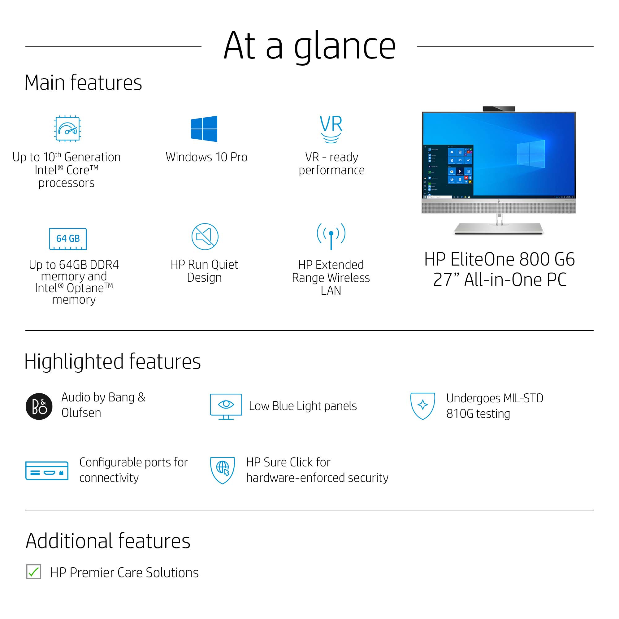 HP EliteOne 800 G6 Intel® Core™ i7 i7-10700 68.6 cm (27″) 2560 x 1440 pixels Touchscreen All-in-One PC 16 GB DDR4-SDRAM 512 GB SSD NVIDIA GeForce GTX 2070 Windows 10 Pro Wi-Fi 6 (802.11ax) Silver image 23