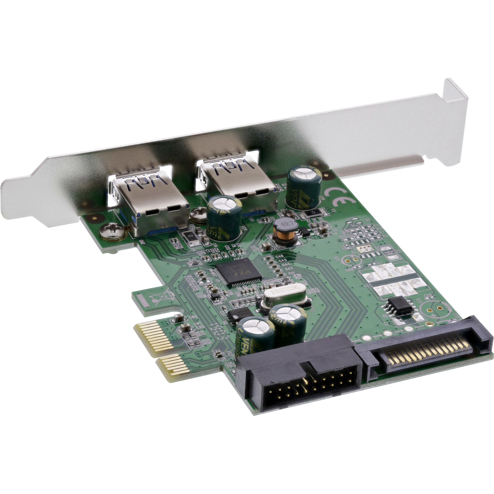 InLine 2+2ports USB 3.0 host controller, PCIe, with SATA power and LP bracket – image 2
