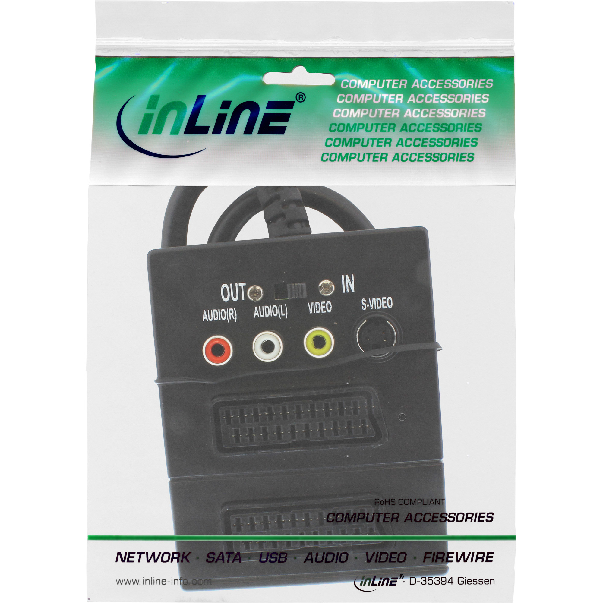 InLine Scart adapter cable, Scart M / 2xF / 3x RCA F / 1x S-VHS F – image 2