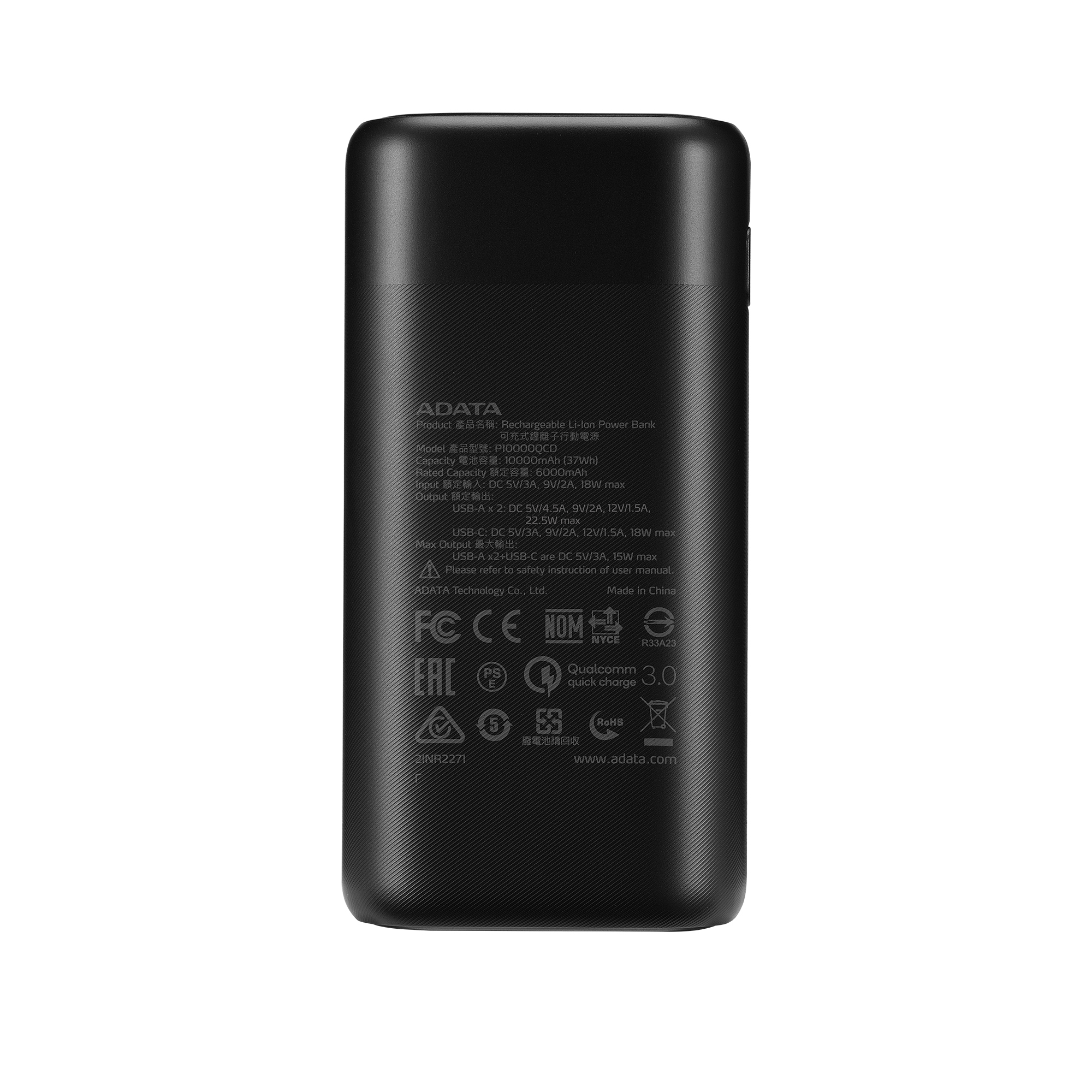 Power Bank Adata P10000Qcd 10,000Mah Usb A Usb C Negro - AP10000QCD-DGT-CBK Power Bank Adata P10000Qcd 10,000Mah Usb A Usb C Negro - AP10000QCD-DGT-CBK