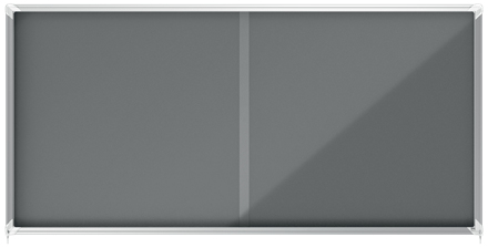 Resim Nobo 1915339 Alüminyum Çerçeveli Kayar Cam Kapaklı Teşhir Panosu, 2000 x 970 mm, Gri