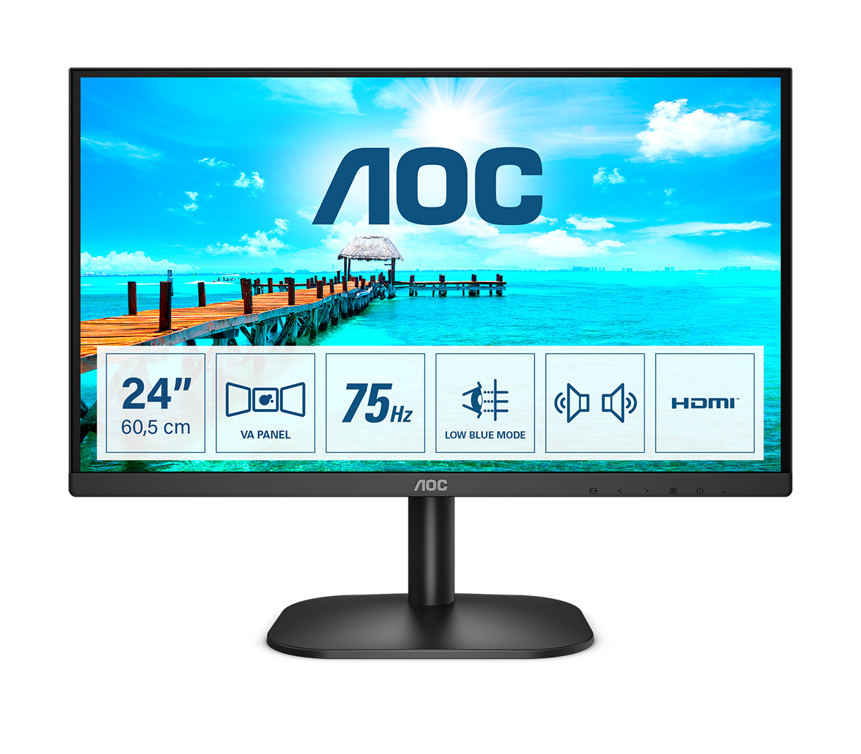 AOC B2 24B2XDAM LED display 60,5 cm (23.8') 1920 x 1080 pixlar Full HD Svart