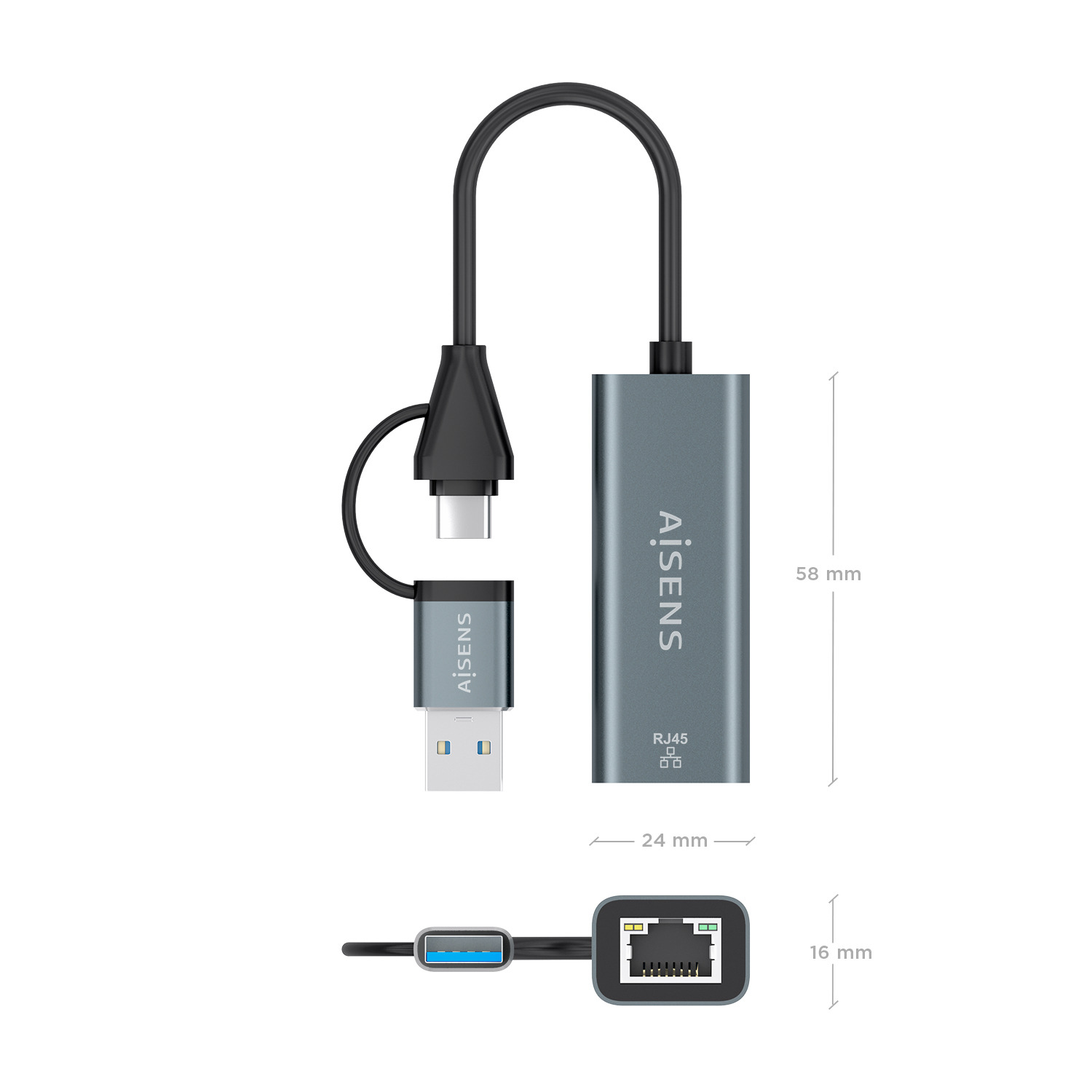 AISENS A109-1032 laptop dock/port replicator Wired USB 3.2 Gen 1 (3.1 Gen 1) Type-C Grey – image 4