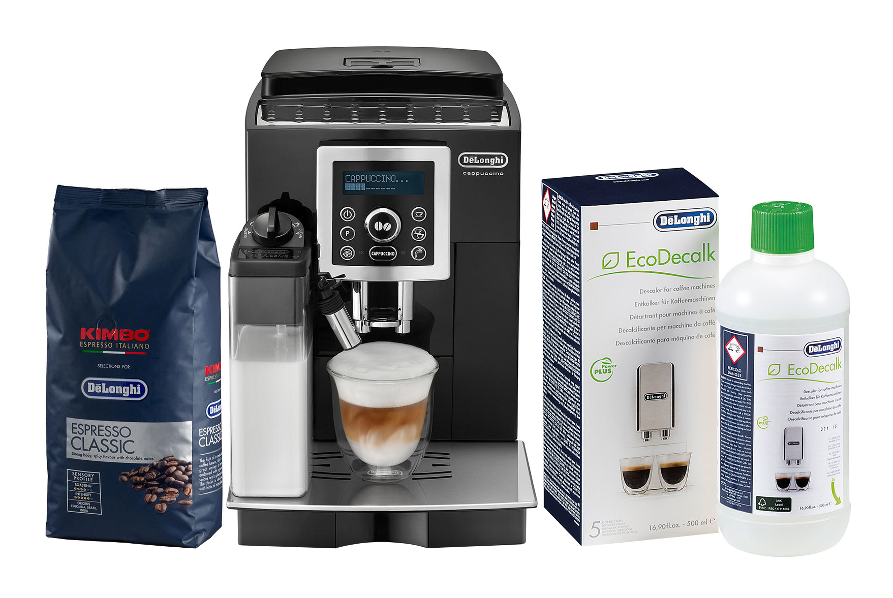 De’Longhi ECAM23.463.B + Kimbo Espresso Classic + EcoDecalk — vue 1 sur 8