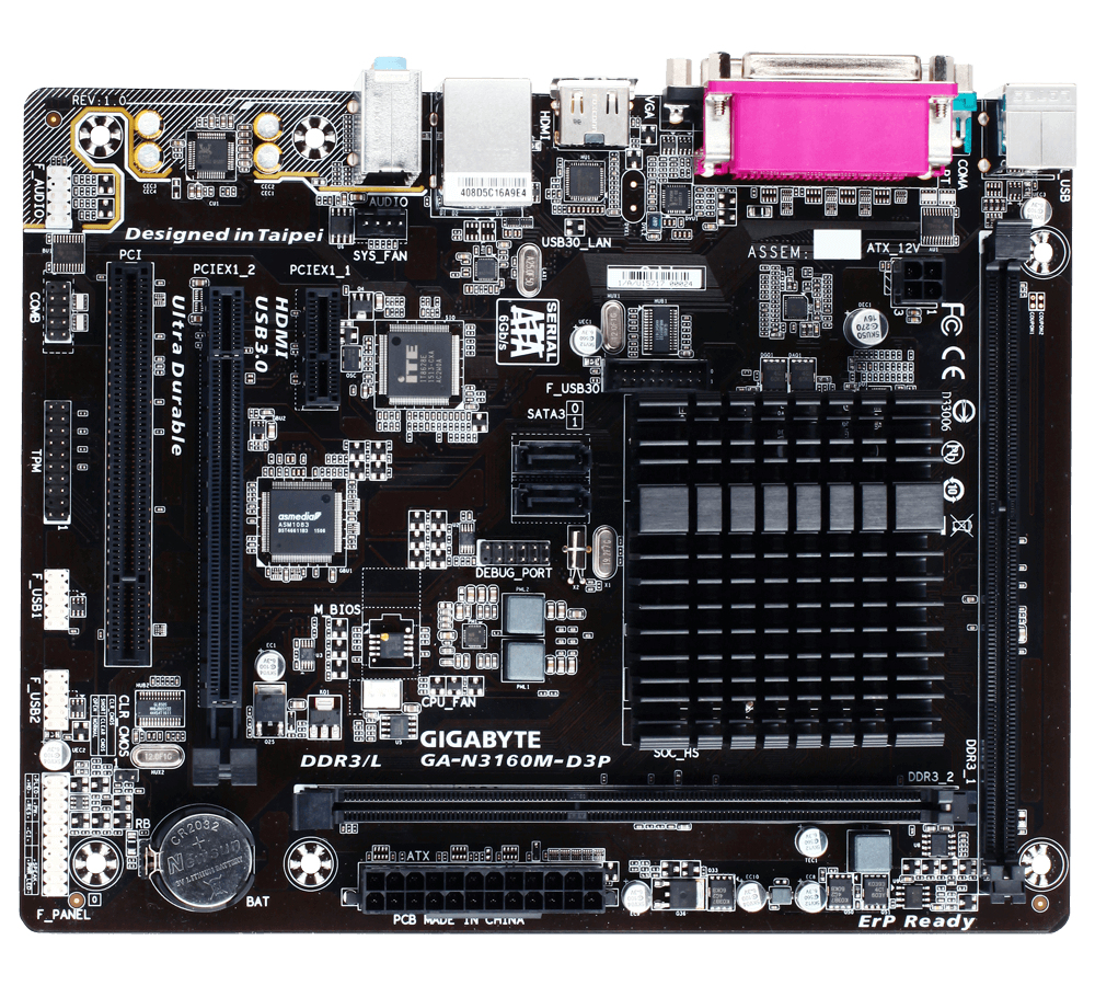 GIGABYTE GA-N3160M-D3P motherboard micro ATX – image 2