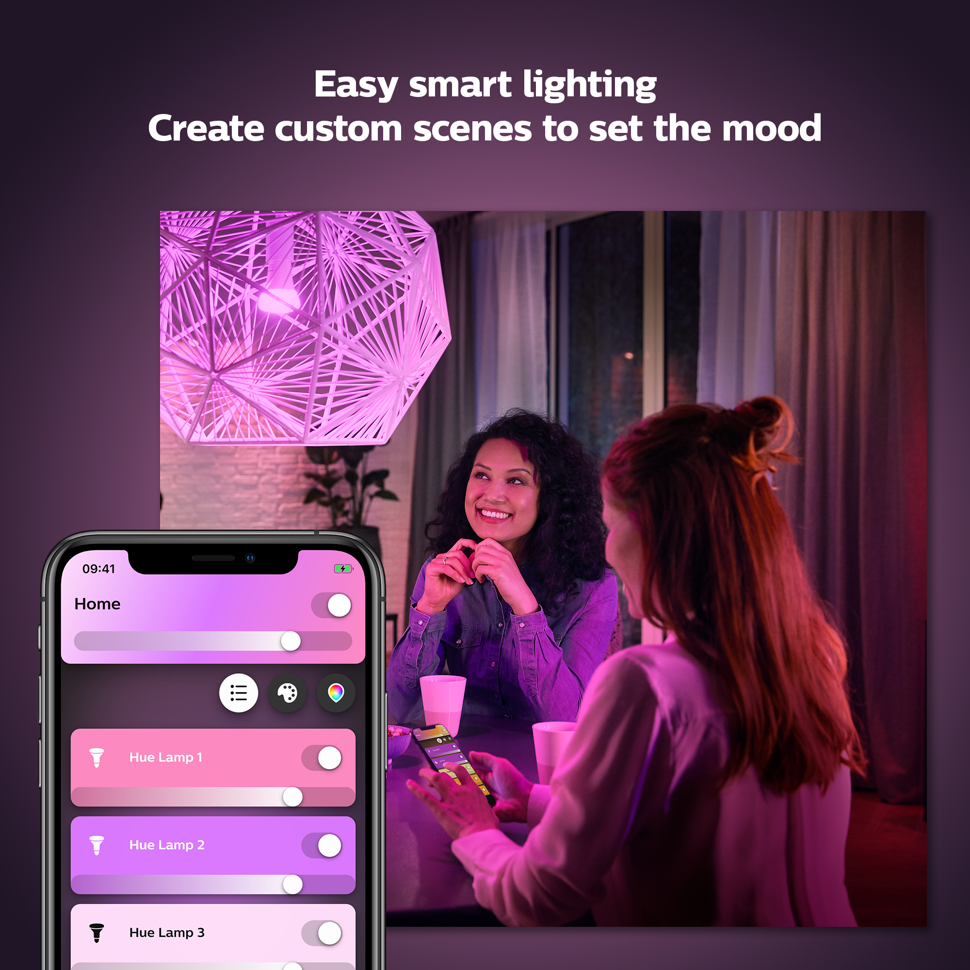 Philips by Signify Philips Hue White and colour ambience Starter kit: 2 B22 smart bulbs (1100) + dimmer switch – image 6