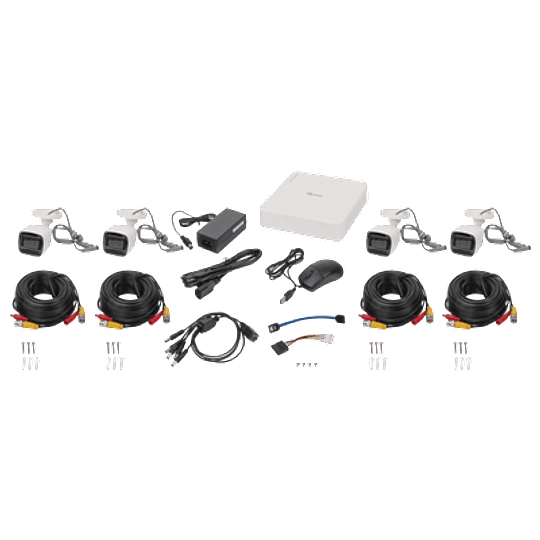 Kit de Vigilancia HiLook - DVR DVR-104G-F1(S) - 4 Canales - 1 IP - 4 Cámaras THC-B120-PS - 2MP - Bala - HL1080PS
