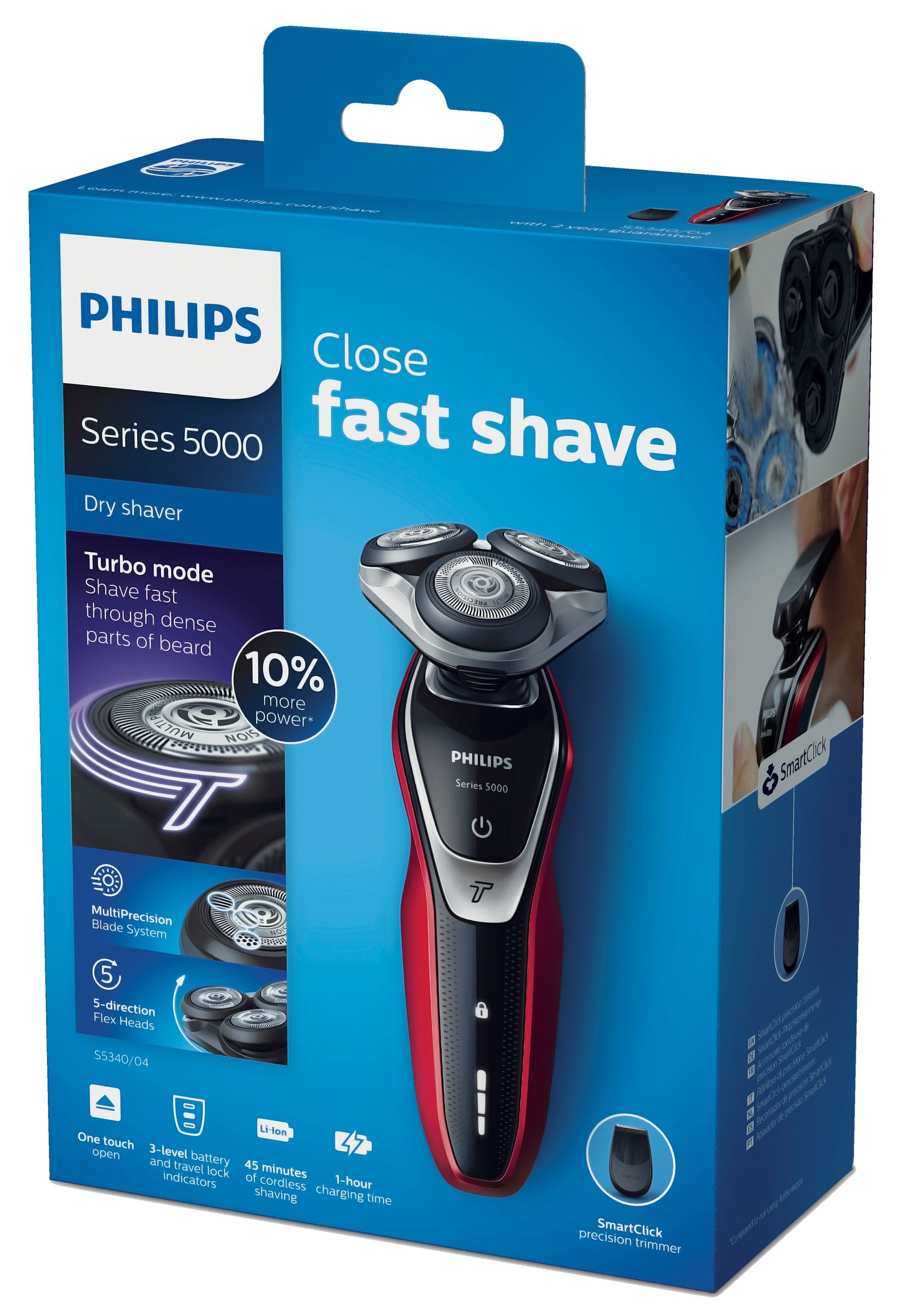 Philips SHAVER Series 5000 S5340/04 men's shaver Rotation shaver Trimmer Black, Red, Silver – image 2