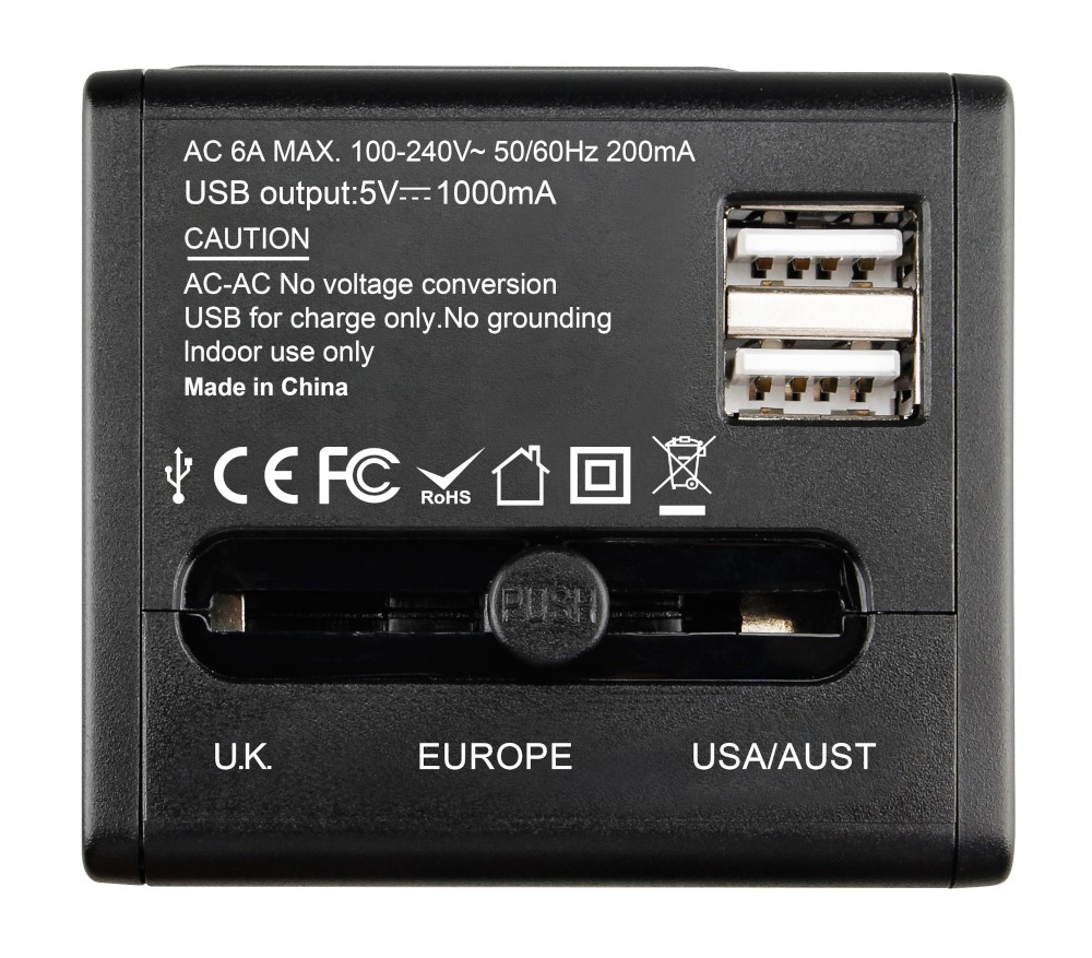 Techly Travel Adapter with 2 Black USB Ports – image 3