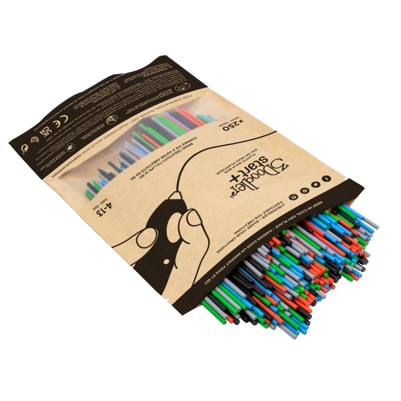 3Doodler Primary Pow Mixed Bag 250 Plastica compostabile Blu Verde Grigio Rosso 1 g