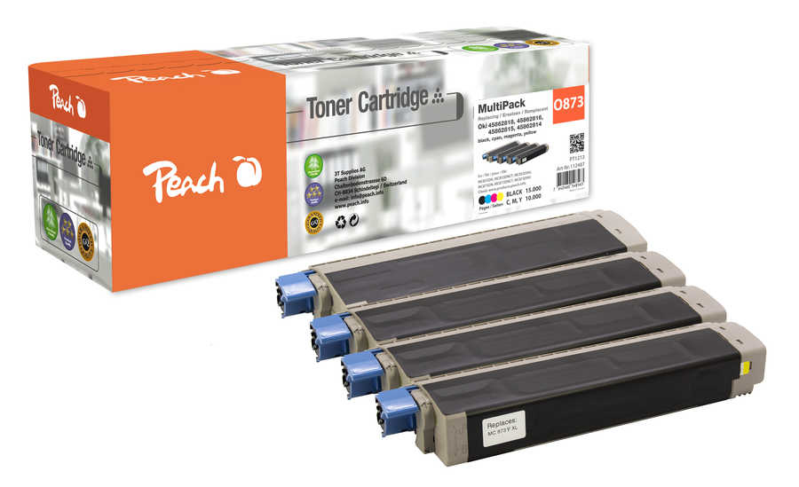 Peach 112487 toner cartridge 4 pc(s) Compatible Black, Cyan, Magenta, Yellow