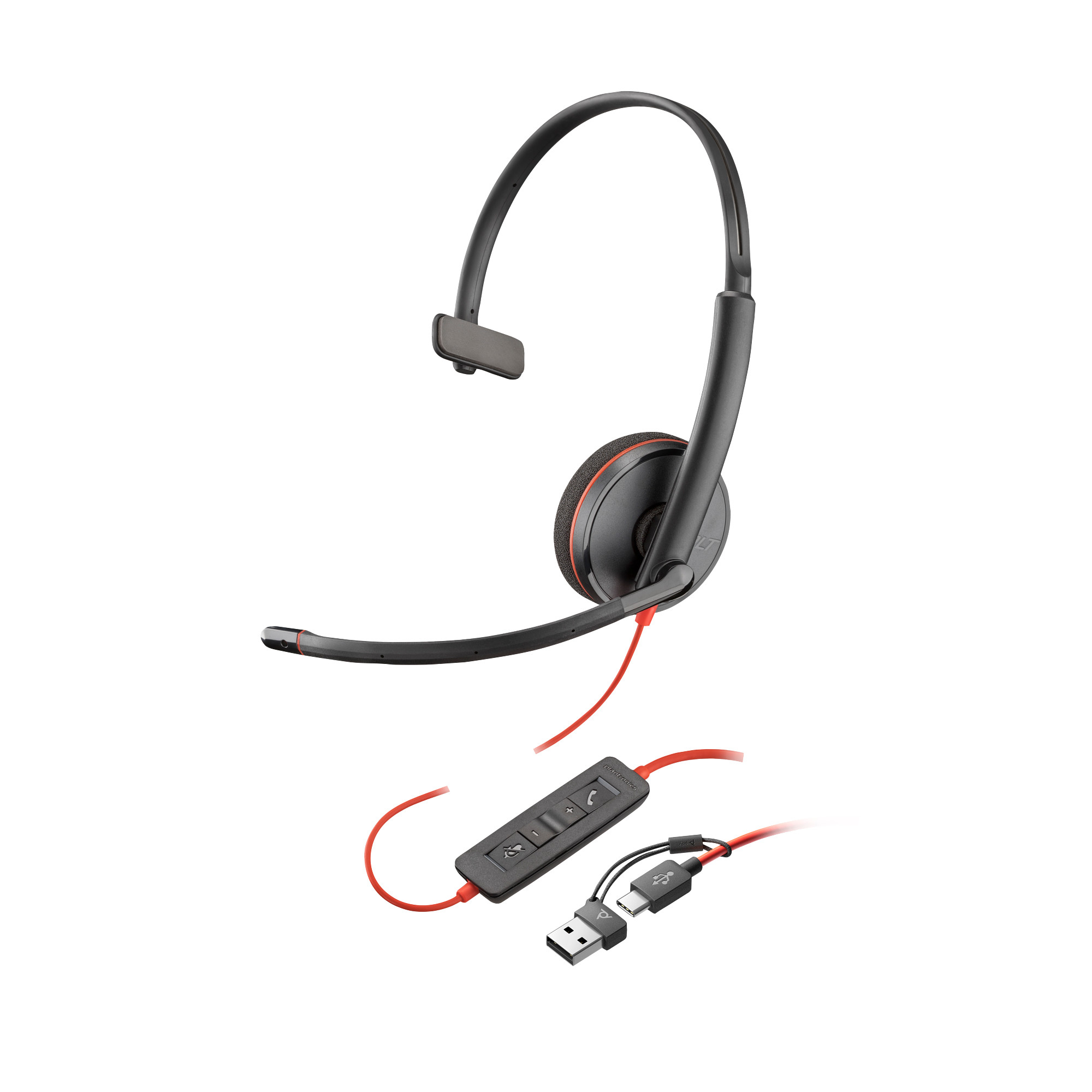 Diadema Poly Blackwire 3210 - Alámbrico - USB-C/A - Micrófono - 8X214A6