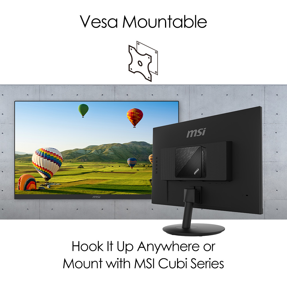 MSI Pro MP242 23.8 Inch Monitor, Full HD (1920 x 1080), 75Hz, IPS, 5ms, HDMI, VGA, Built-in Speakers, Anti-Glare, Anti-Flicker, Less Blue light, TÜV Certified, VESA, Kensington, Black image 4