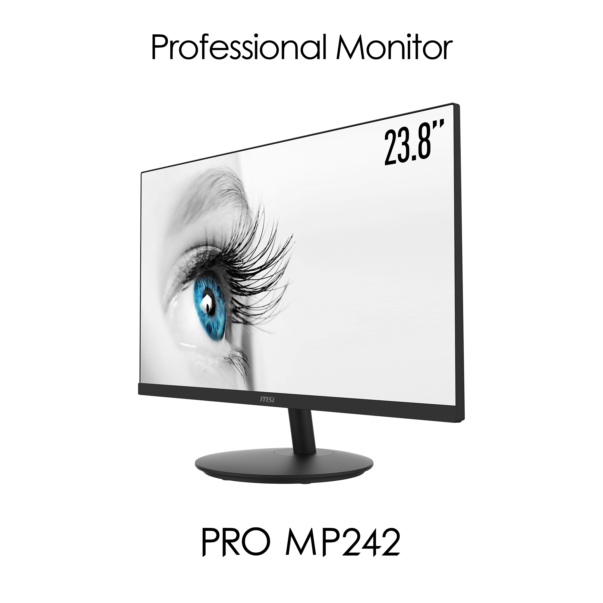 MSI Pro MP242 23.8 Inch Monitor, Full HD (1920 x 1080), 75Hz, IPS, 5ms, HDMI, VGA, Built-in Speakers, Anti-Glare, Anti-Flicker, Less Blue light, TÜV Certified, VESA, Kensington, Black image 12