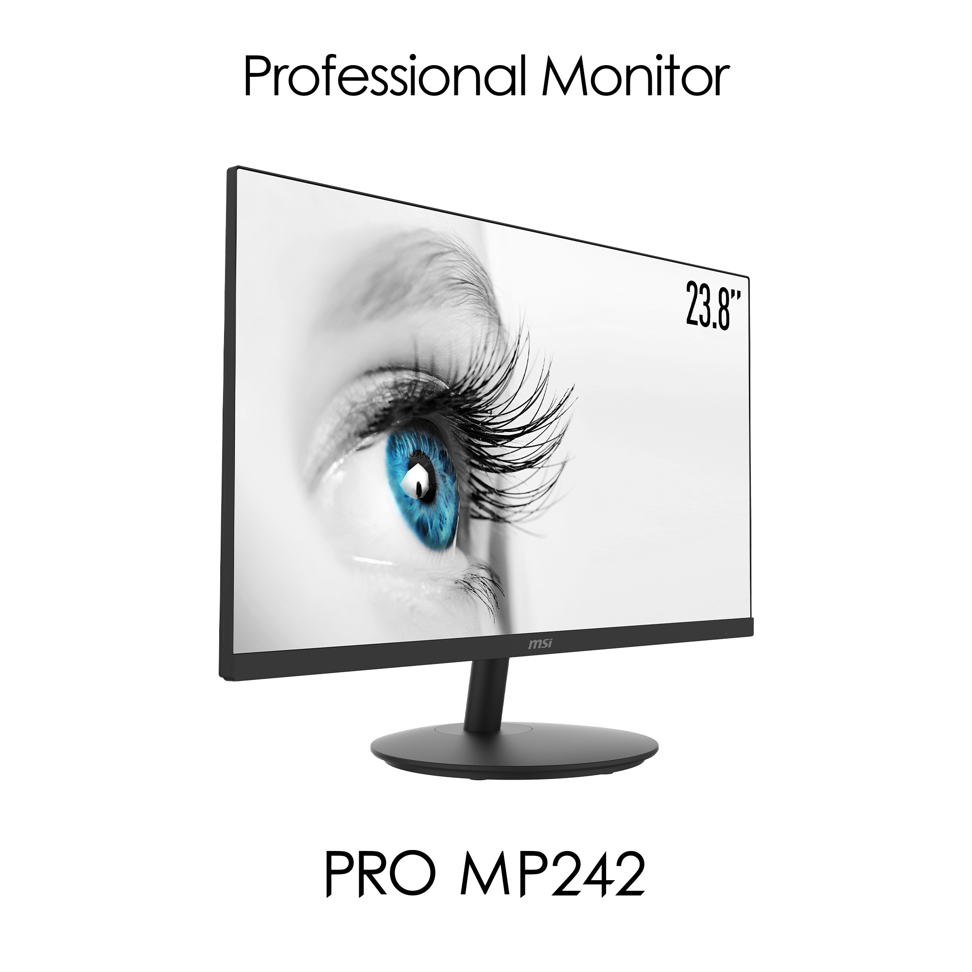 MSI Pro MP242 23.8 Inch Monitor, Full HD (1920 x 1080), 75Hz, IPS, 5ms, HDMI, VGA, Built-in Speakers, Anti-Glare, Anti-Flicker, Less Blue light, TÜV Certified, VESA, Kensington, Black image 13
