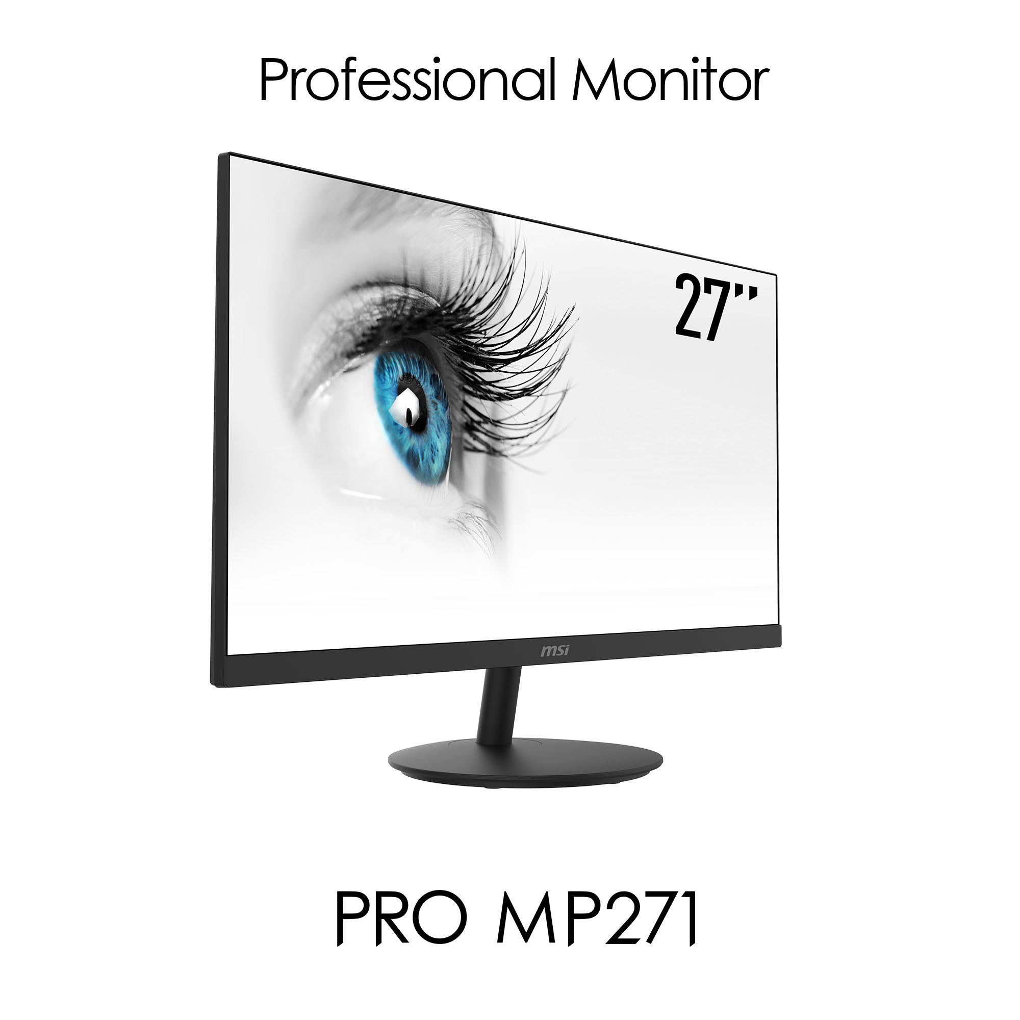MSI Pro MP271 27 Inch Monitor, Full HD (1920 x 1080), 75Hz, IPS, 5ms, HDMI, VGA, Built-in Speakers, Anti-Glare, Anti-Flicker, Less Blue light, TÜV Certified, VESA, Kensington, Black image 4