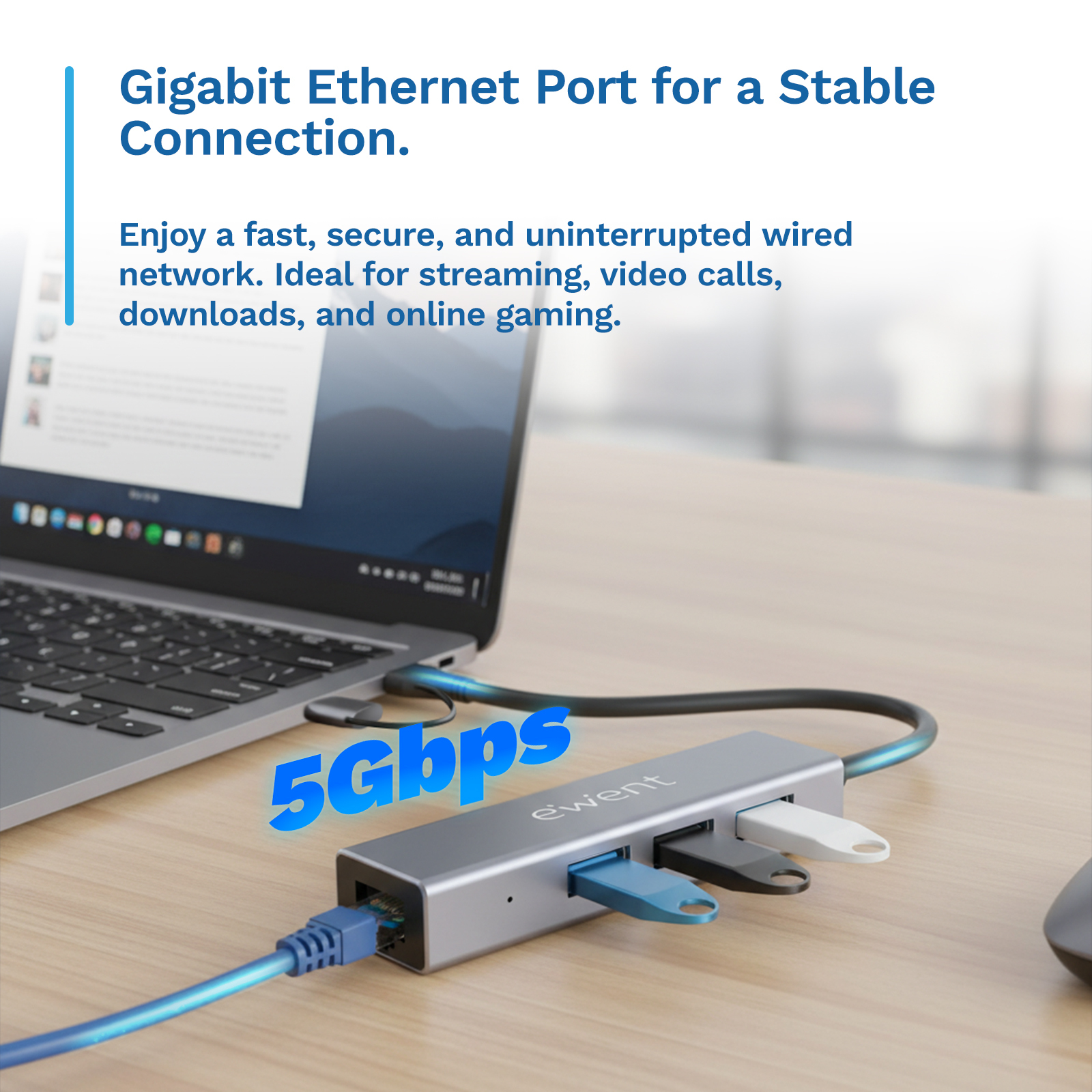 Ewent EW1159 interface hub USB 3.2 Gen 1 (3.1 Gen 1) Type-A + Type-C 5000 Mbit/s Grey – image 5