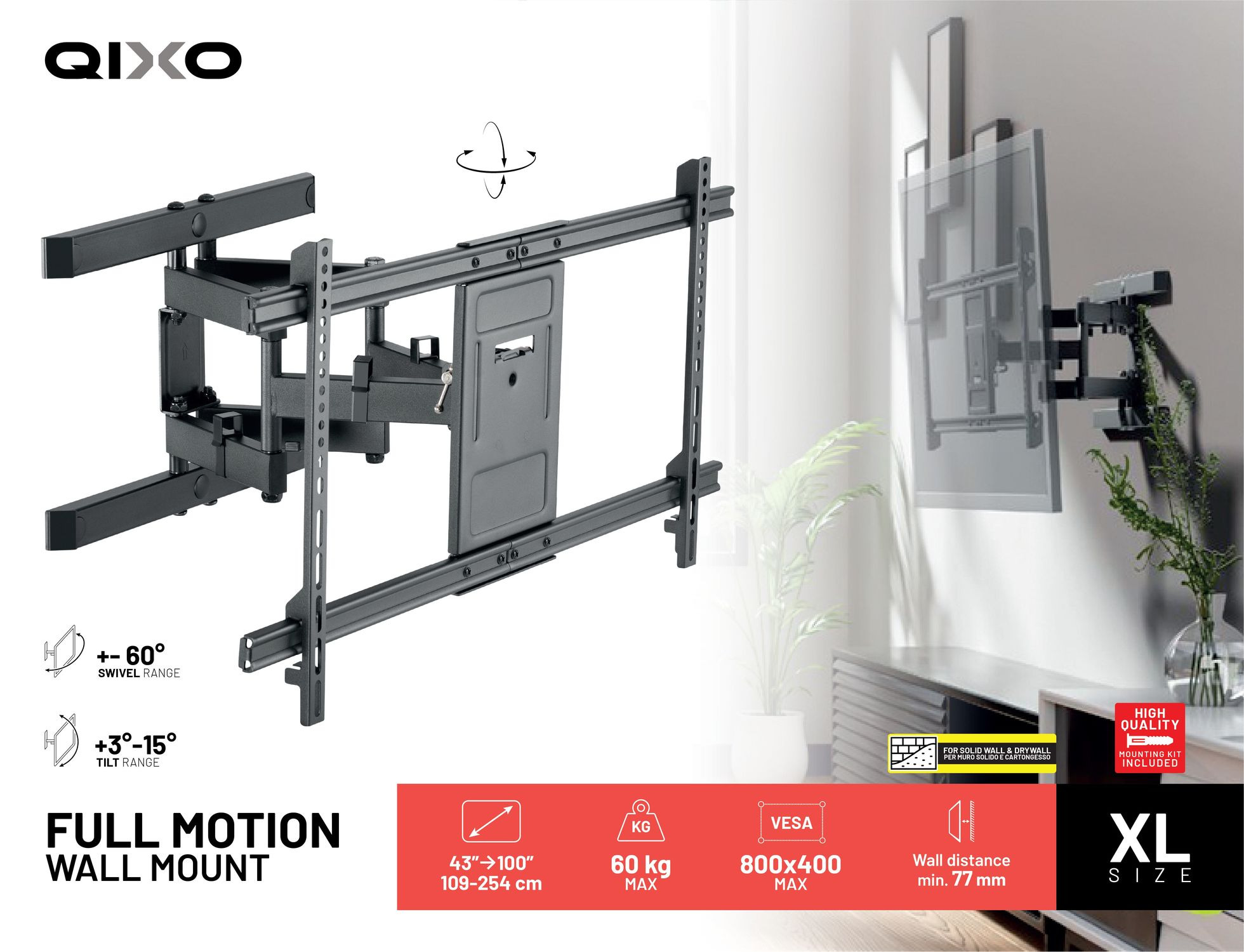 Qixo QXTVWALLMOUNTFM60K TV mount/stand – image 2